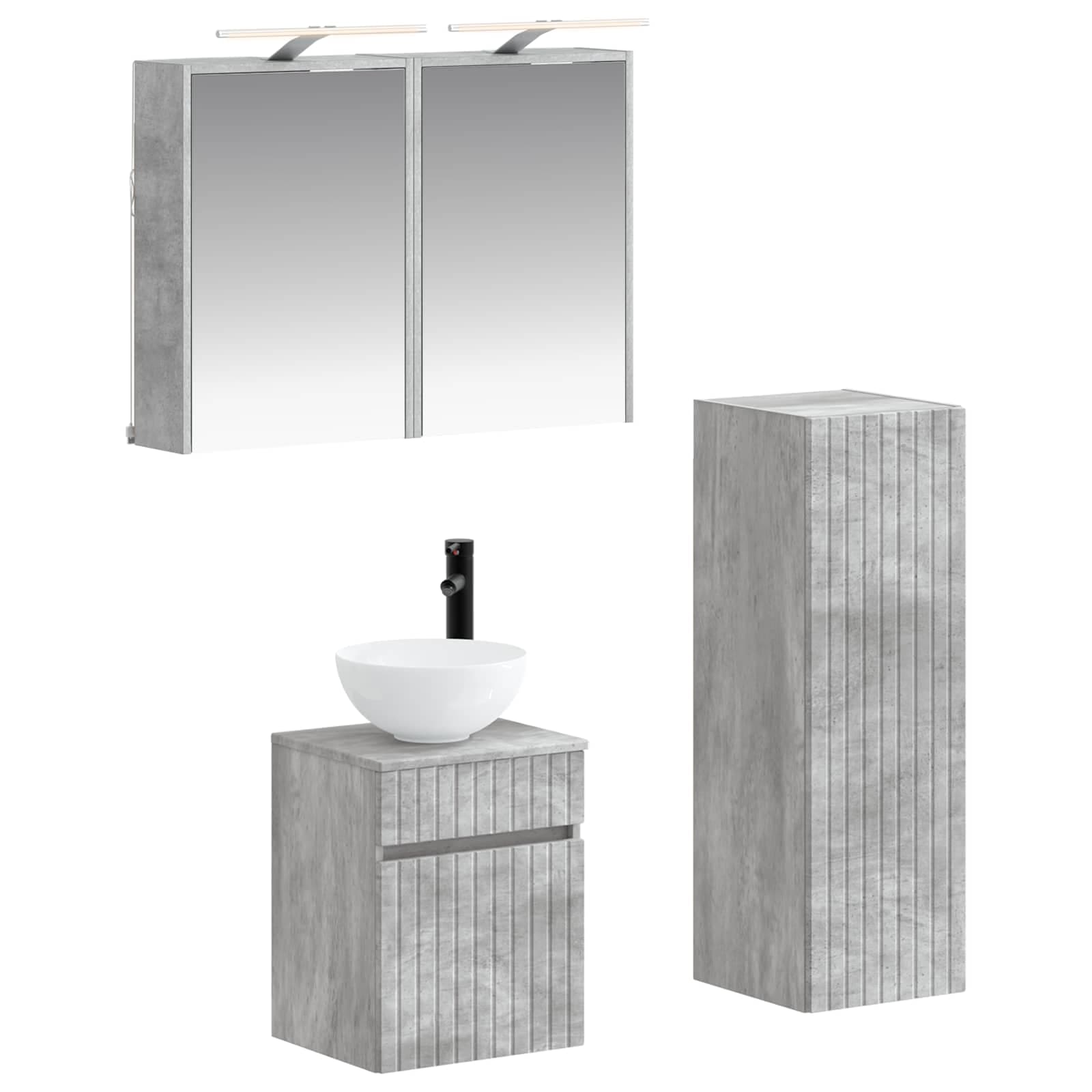 vidaXL Conjunto de Móveis para Banheiro 4 pcs Cinzento Cimento
