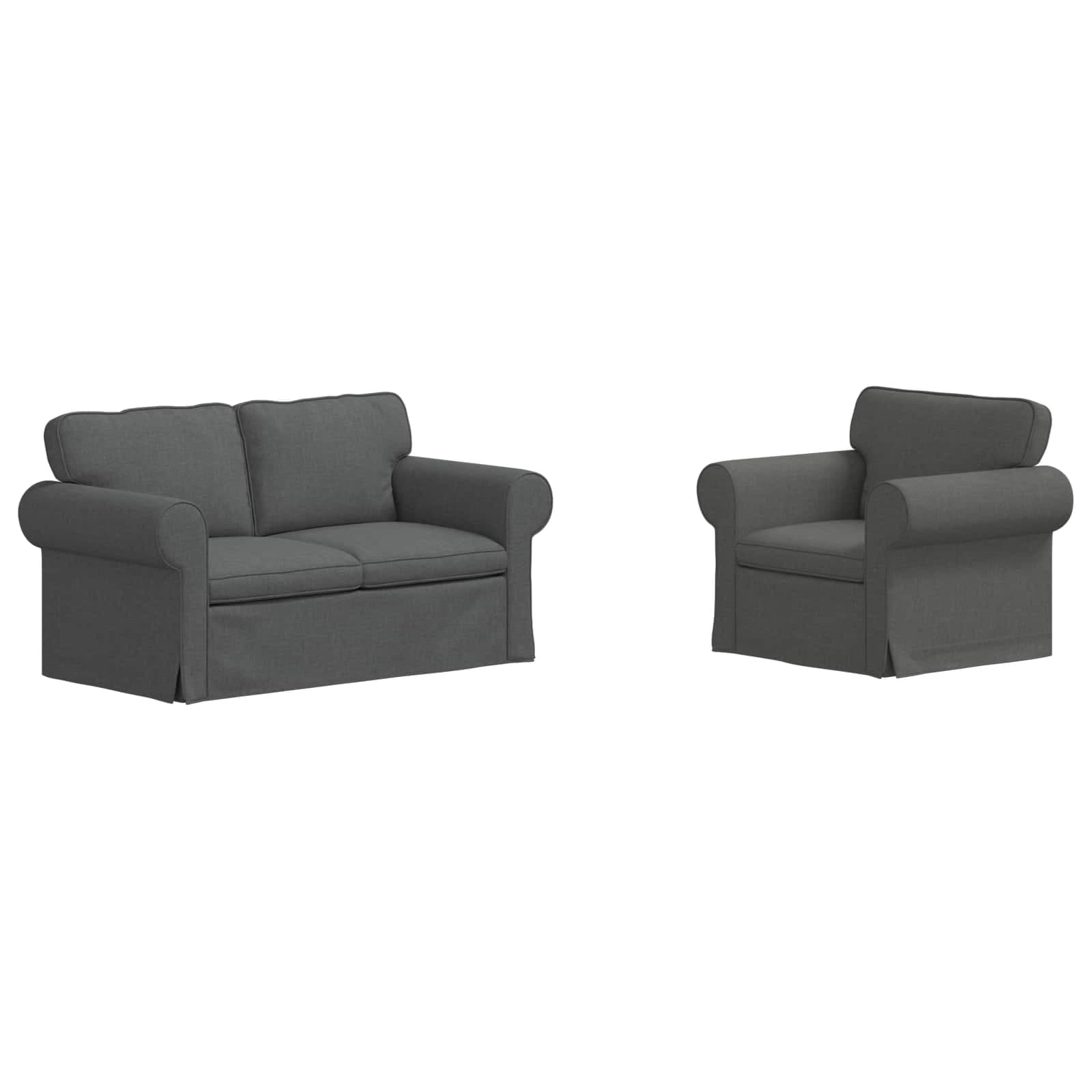 vidaXL Conjunto de Sofás 2 pcs Cinza Escuro 155 x 82 x 80 cm tecido