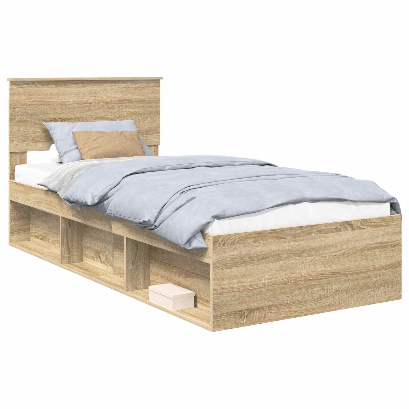 vidaXL Estrutura da Cama com cabeceira Carvalho Sonoma 90 x 200 cm