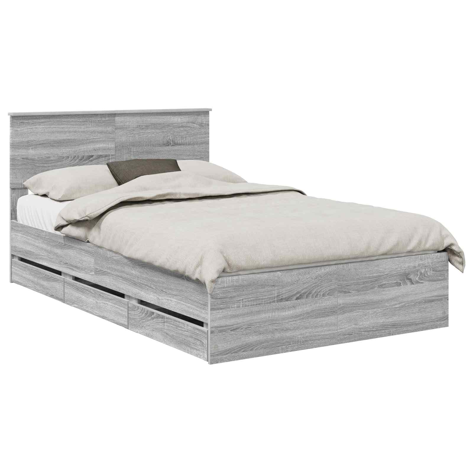 vidaXL Estrutura da Cama com gaveta Cinza Sonoma 120 x 190 cm