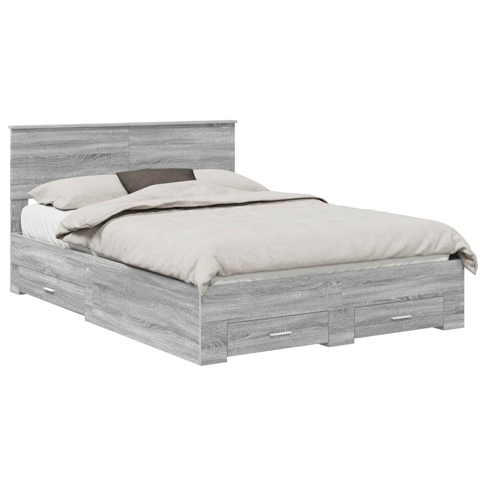 vidaXL Estrutura da Cama Cinza Sonoma 140 x 200 cm Madeira processada
