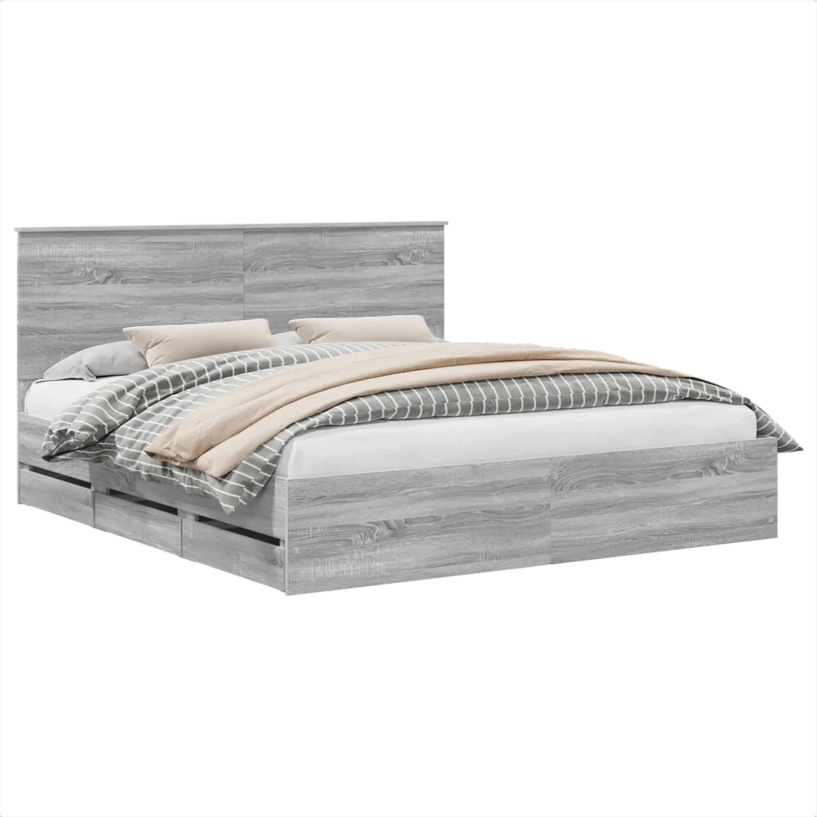 vidaXL Estrutura da Cama com gaveta Cinza Sonoma 180 x 200 cm