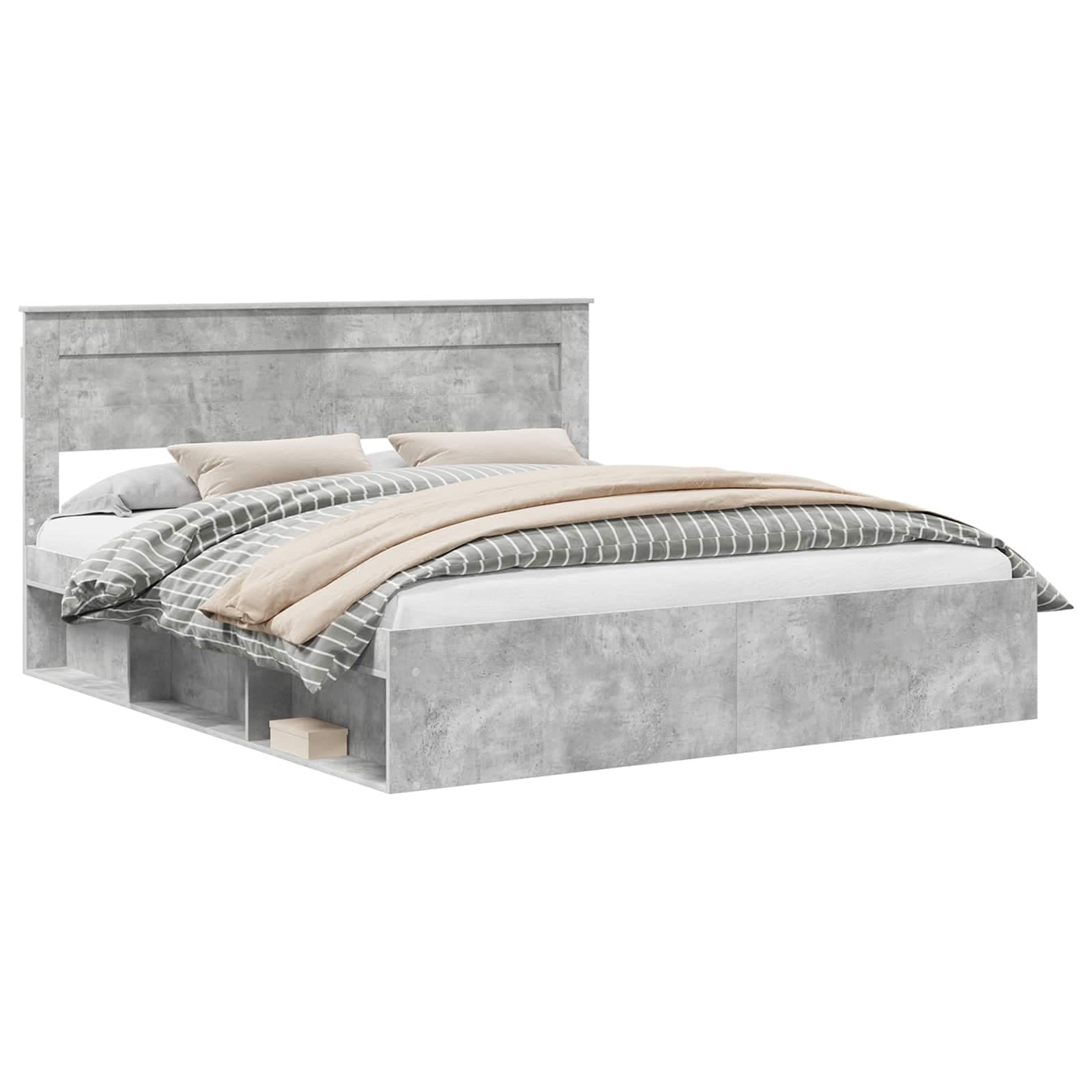 vidaXL Estrutura da Cama com cabeceira Concreto 180 x 200 cm
