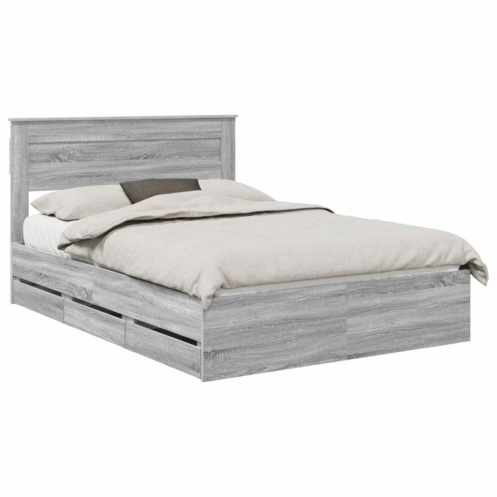 vidaXL Estrutura da Cama com gaveta Cinza Sonoma 160 x 200 cm