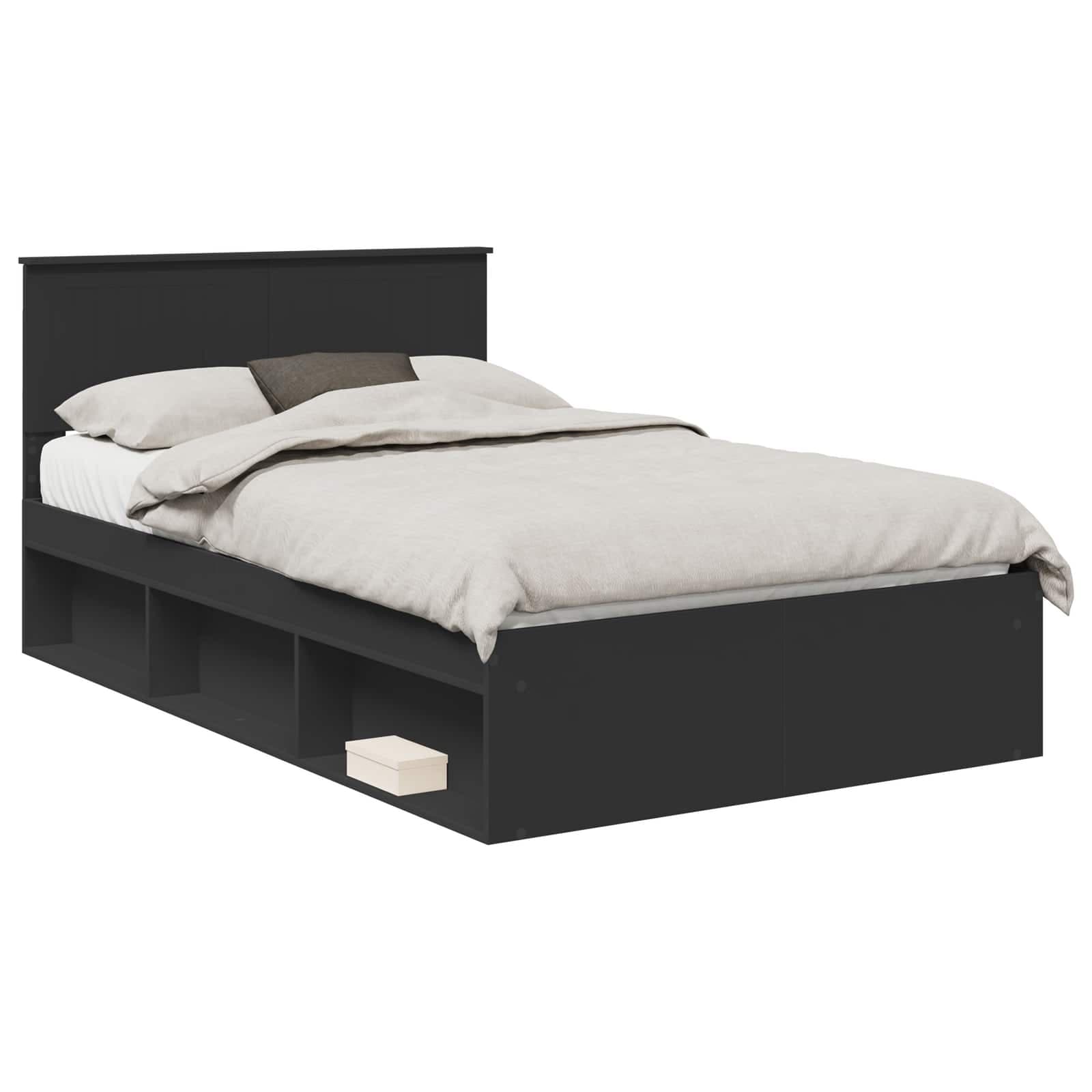 vidaXL Estrutura da Cama Preto 120 x 200 cm Madeira de Pinheiro Sólida