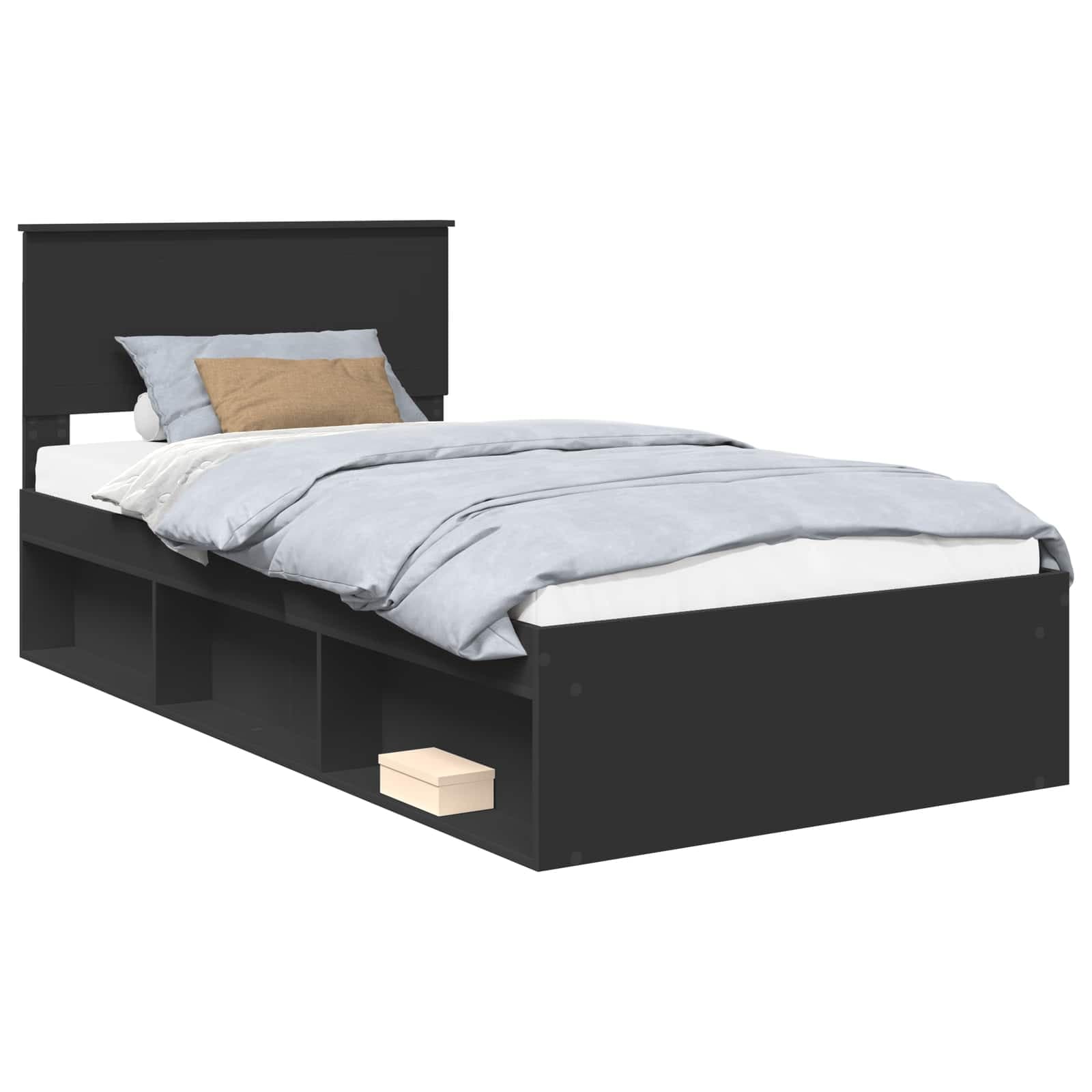 vidaXL Estrutura da Cama Preto 100 x 200 cm Madeira de Pinheiro Sólida