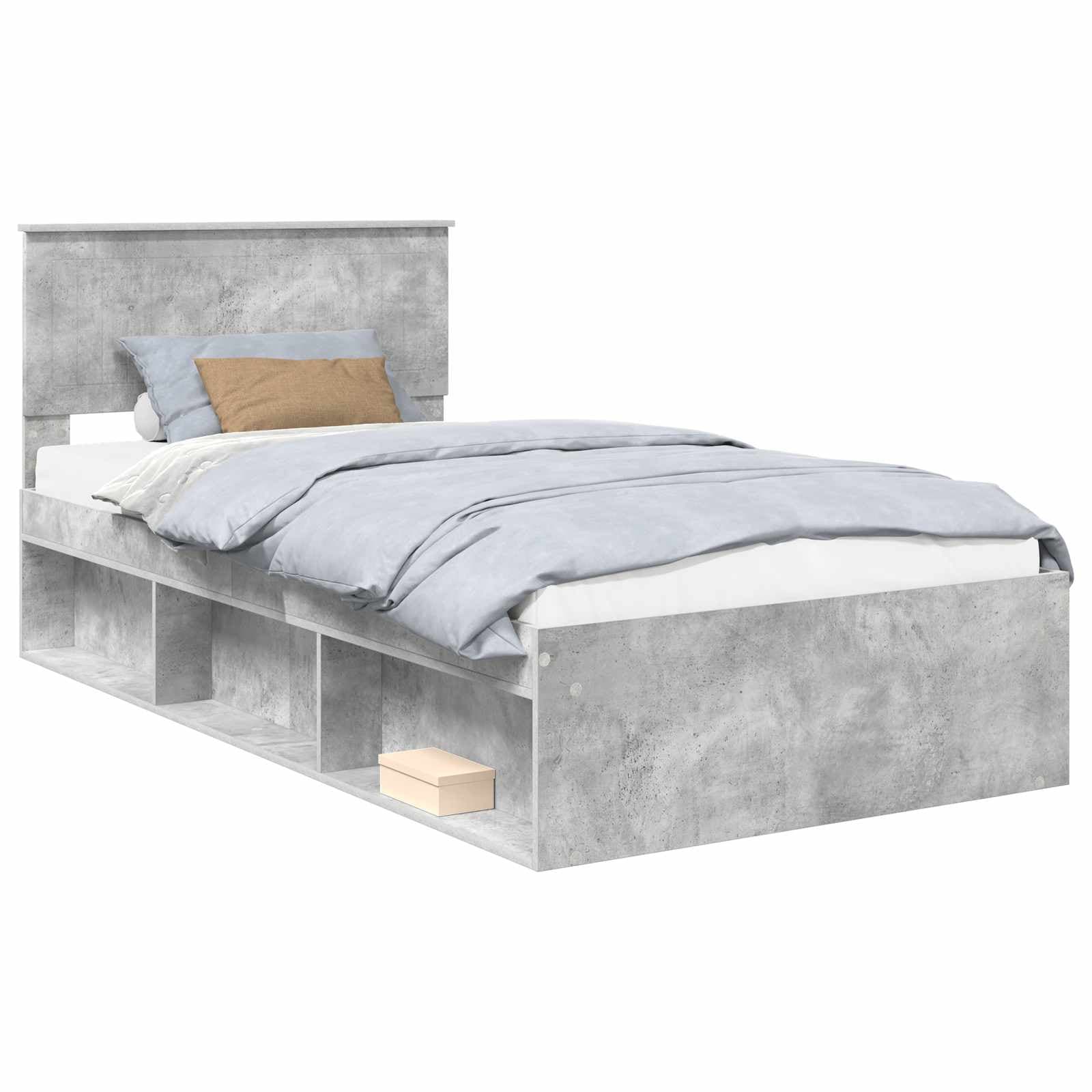 vidaXL Estrutura da Cama com cabeceira Cinza Concreto 100 x 200 cm