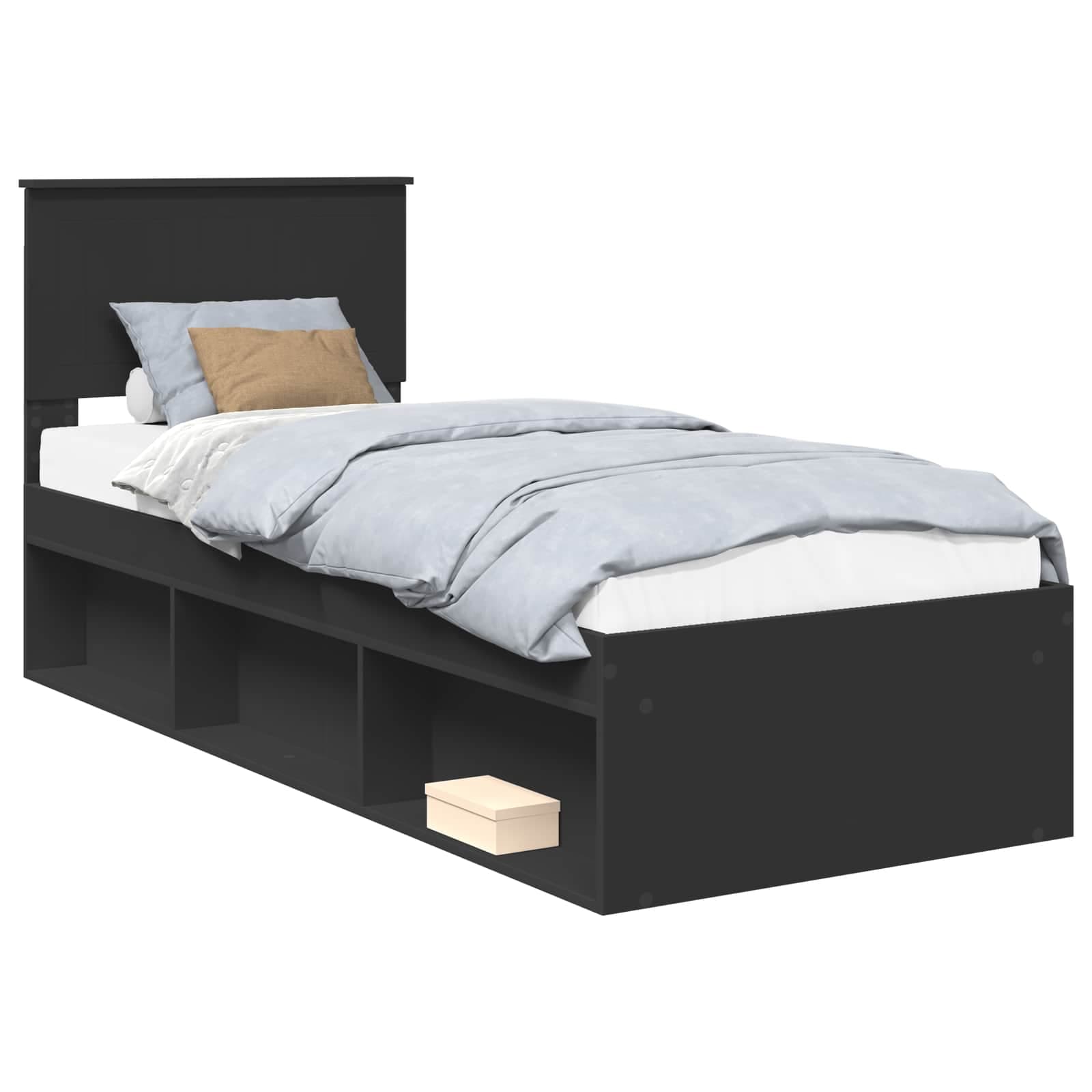vidaXL Estrutura da Cama Preto 75 x 190 cm Madeira de Pinheiro Sólida