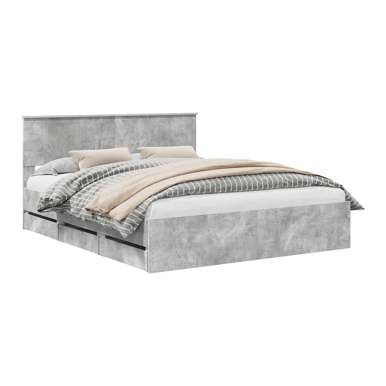 vidaXL Estrutura da Cama Cinzento 160 x 200 cm Madeira de Engenharia