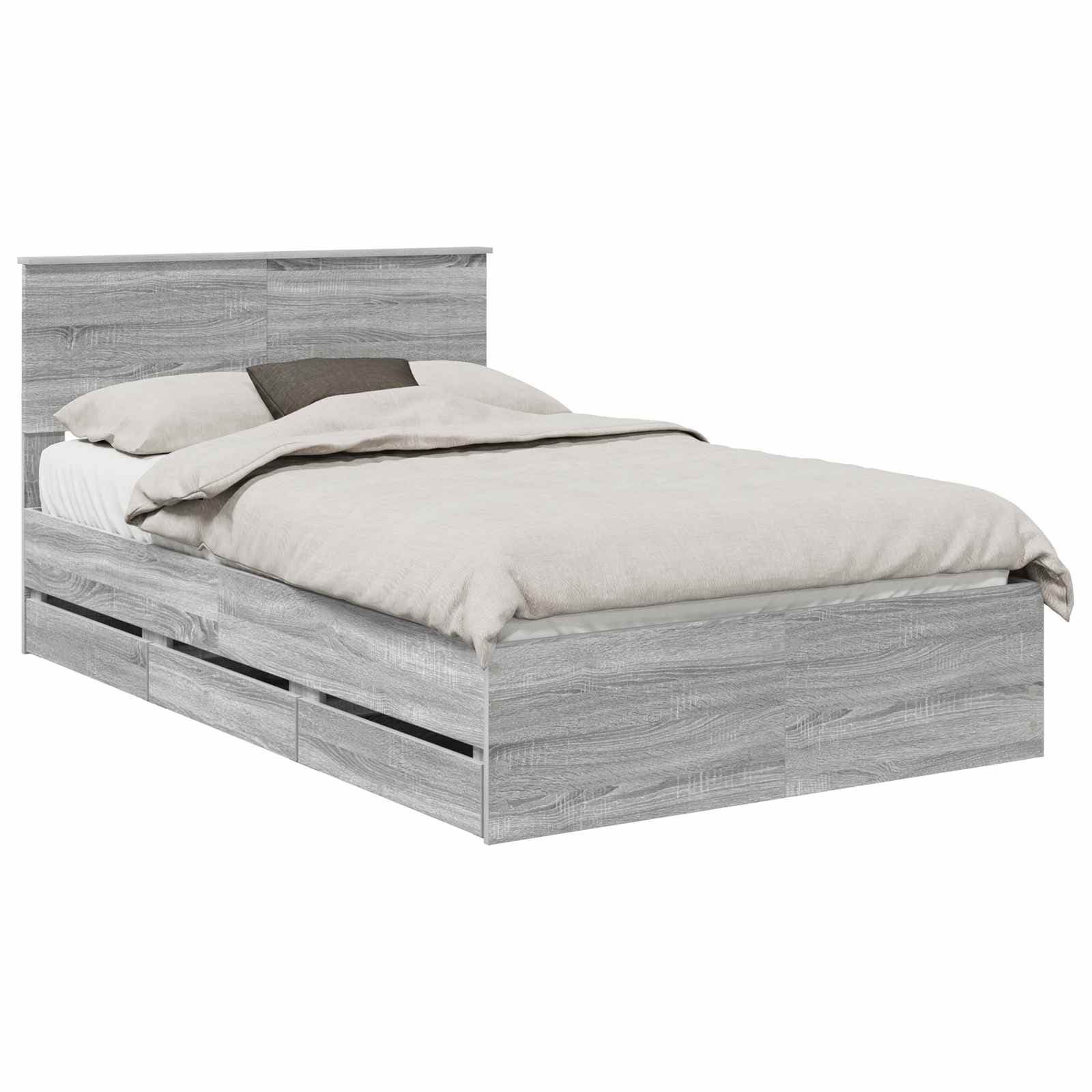 vidaXL Estrutura da Cama com gaveta Cinza Sonoma 120 x 200 cm