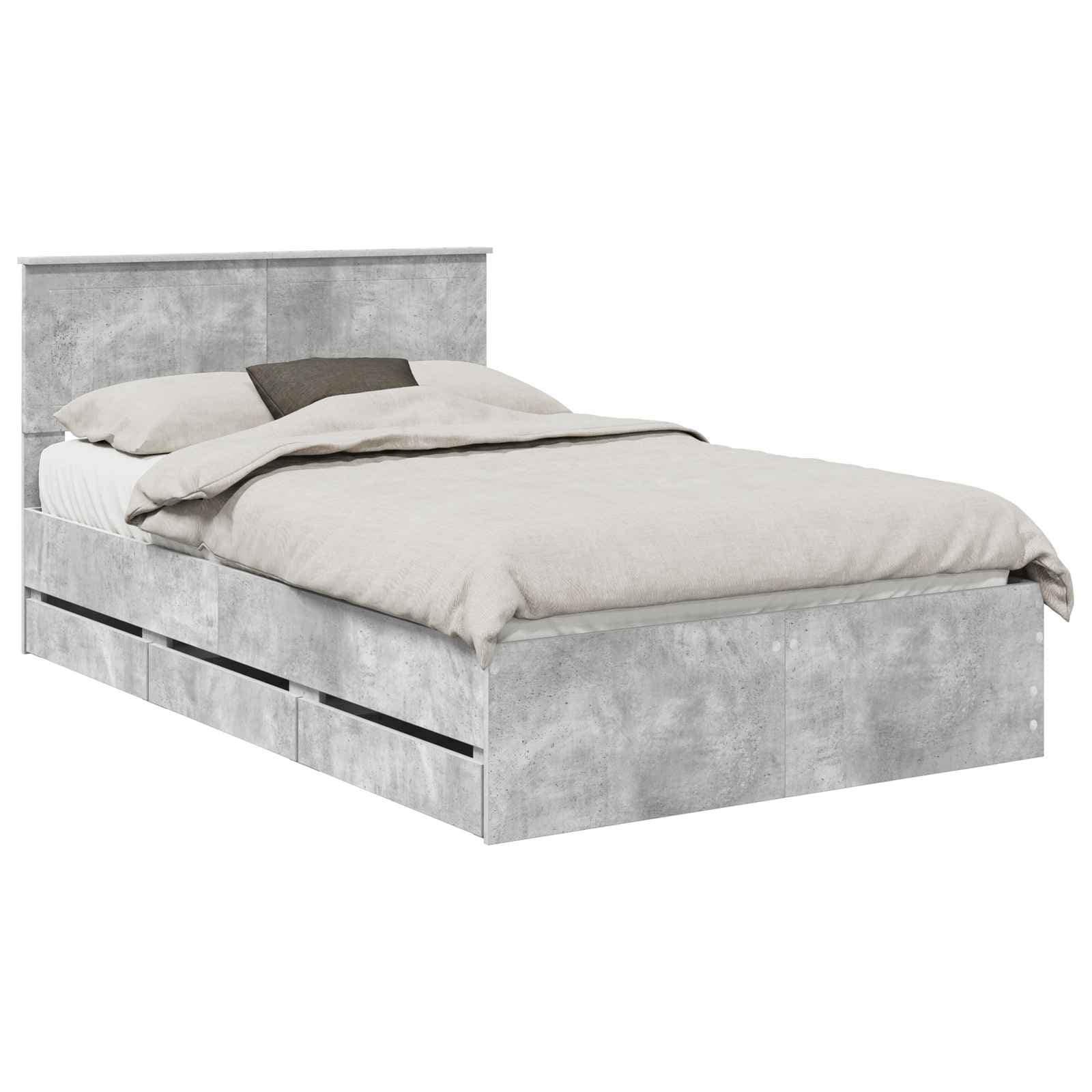 vidaXL Estrutura da Cama Cinzento 120 x 190 cm Madeira de Engenharia