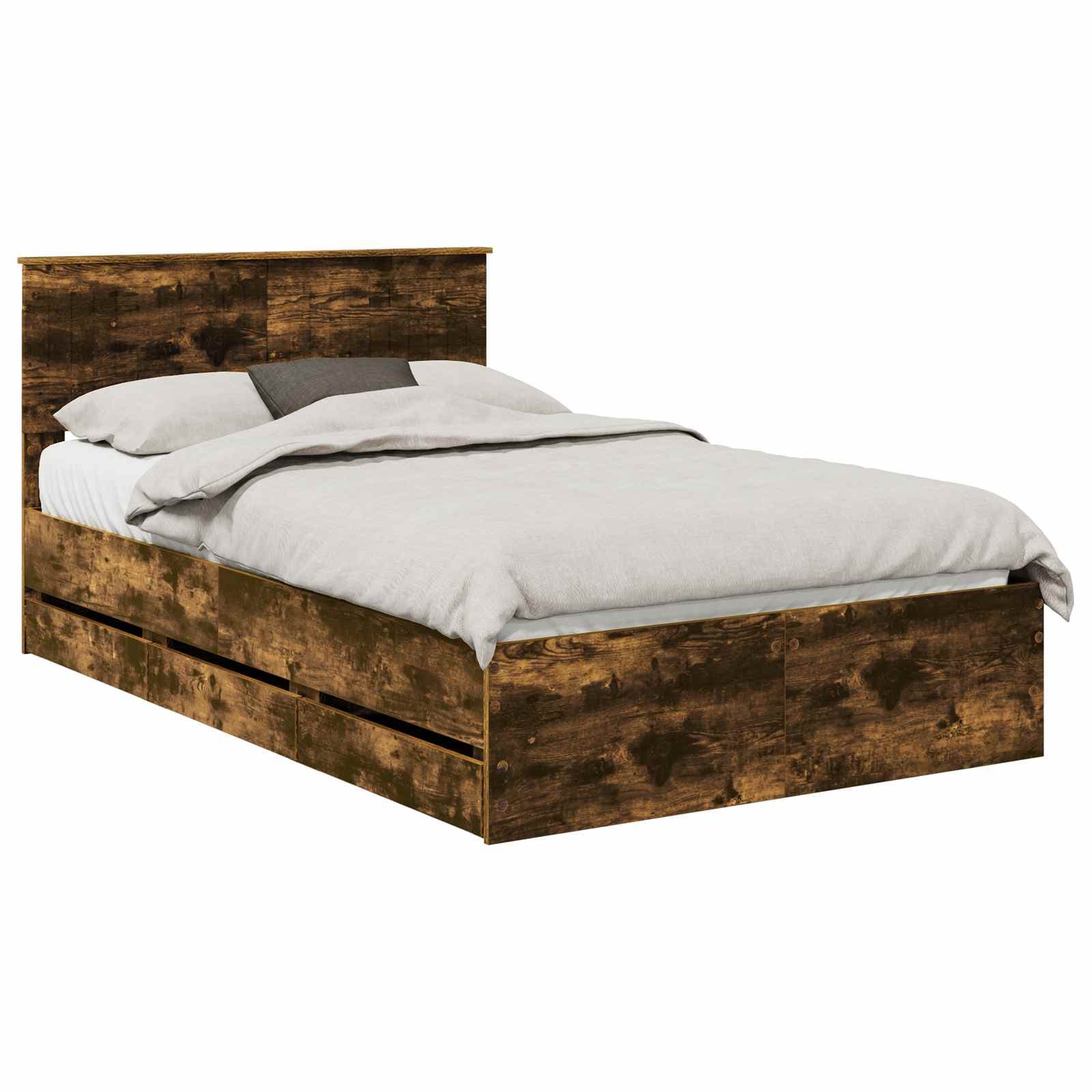 vidaXL Estrutura da Cama com gaveta Carvalho Defumado 120 x 190 cm