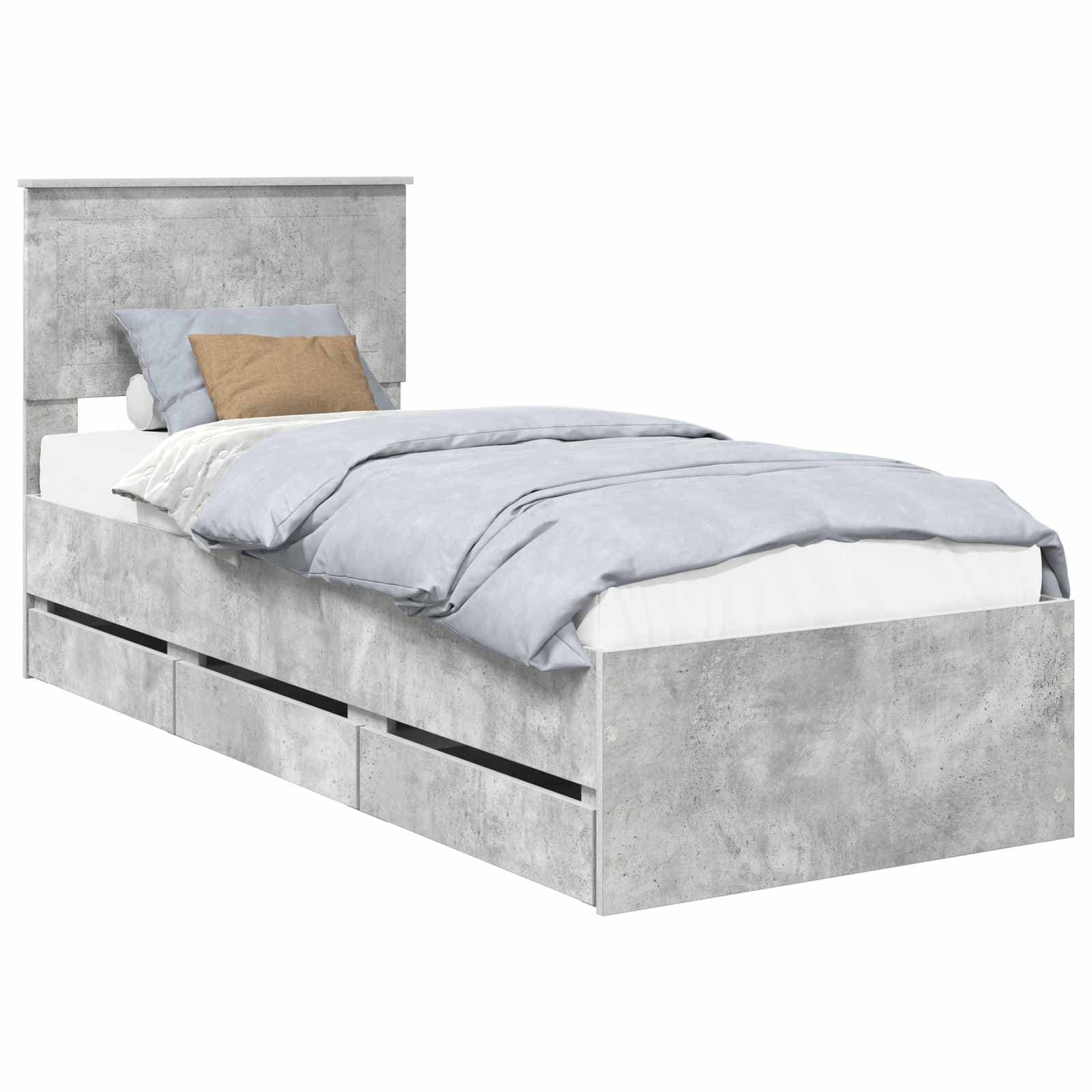 vidaXL Estrutura da Cama Cinzento 75 x 190 cm Madeira de Engenharia