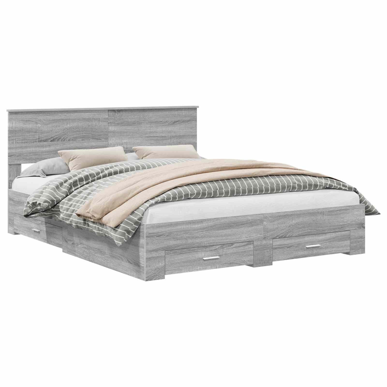 vidaXL Estrutura da Cama Cinza Sonoma 160 x 200 cm Madeira processada