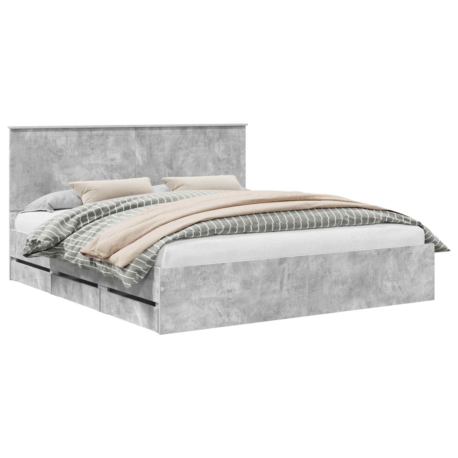 vidaXL Estrutura da Cama Cinzento 180 x 200 cm Madeira de Engenharia