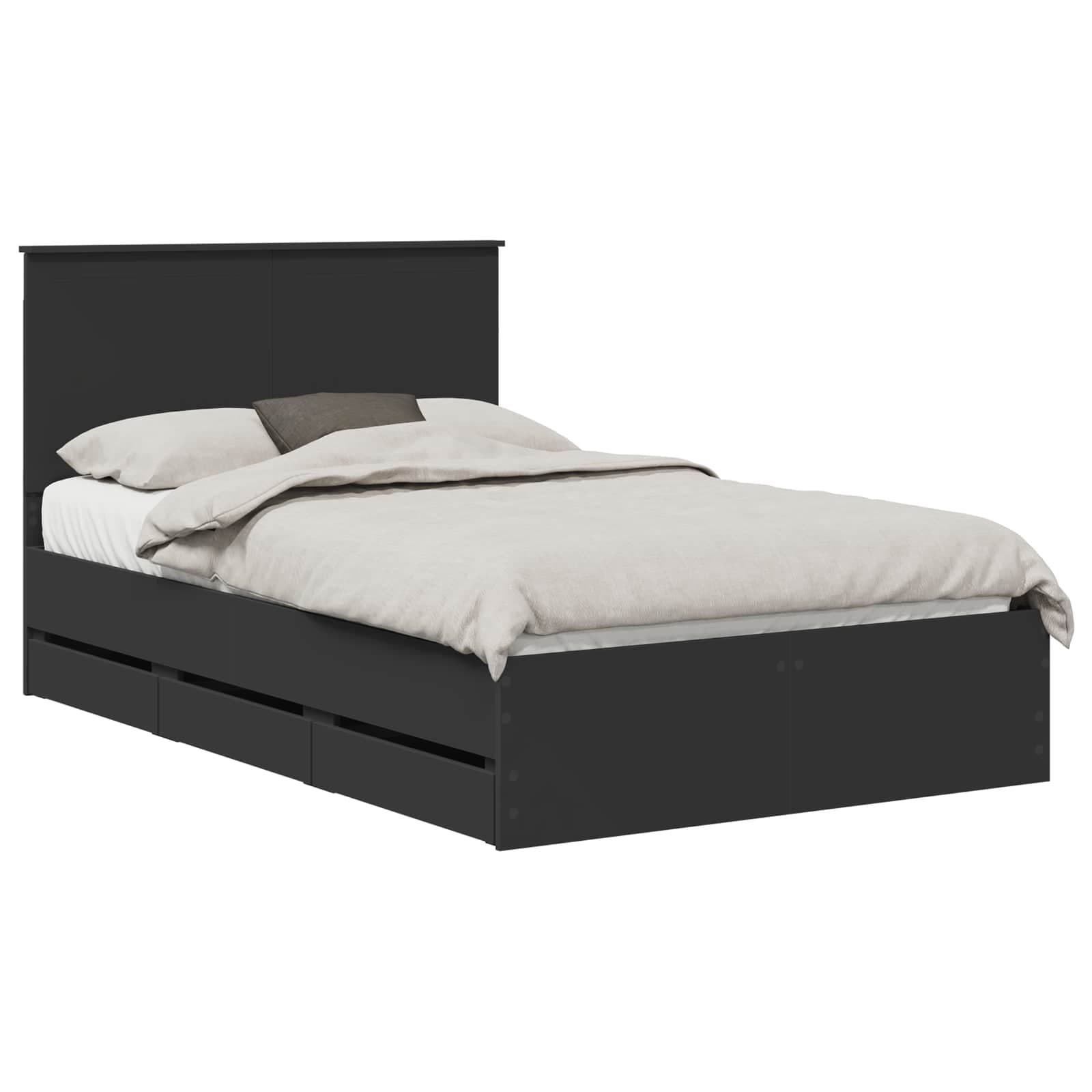 vidaXL Estrutura da Cama Preto 120 x 190 cm Madeira de Engenharia