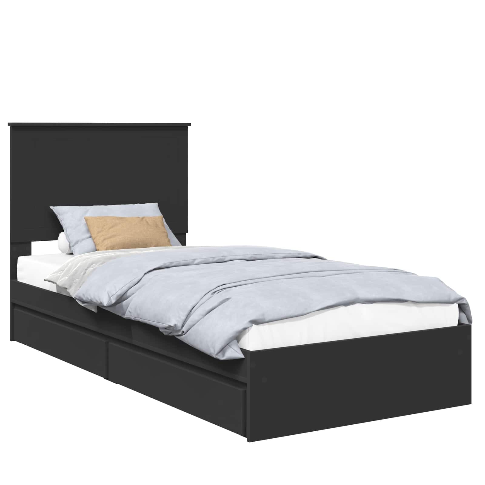 vidaXL Cama com Armazenamento Preto 90 x 190 cm Madeira processada