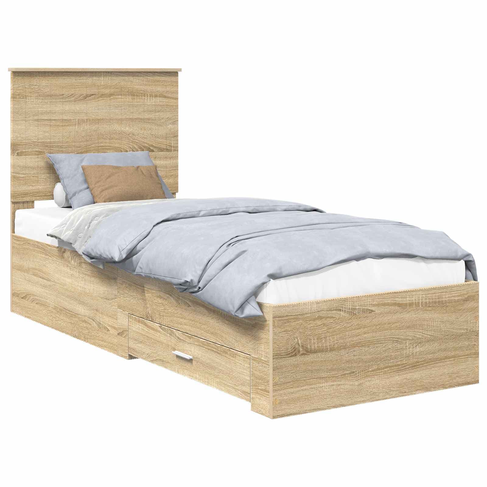 vidaXL Estrutura da Cama Carvalho Sonoma e Prata 70 x 190 cm