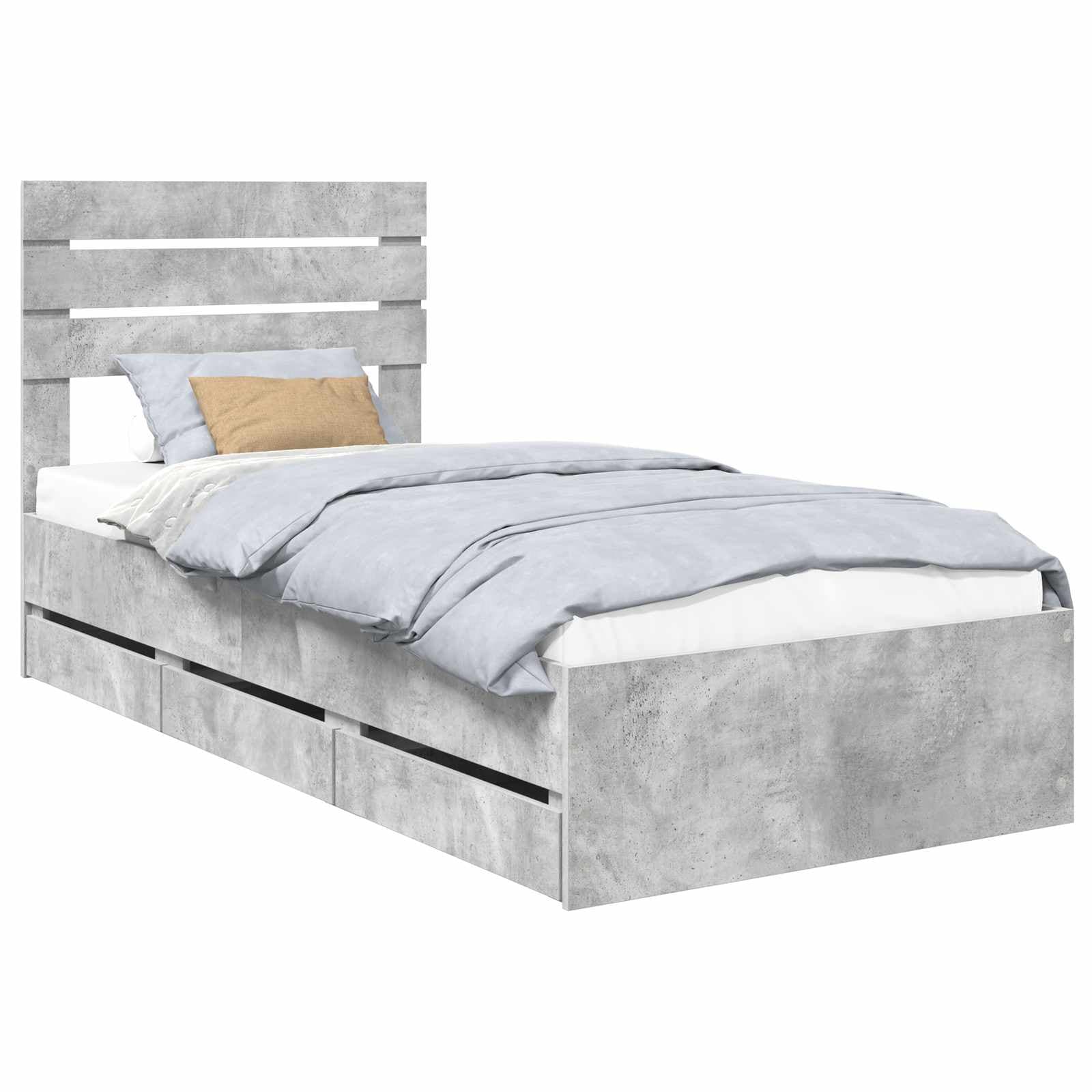 vidaXL Estrutura da Cama Cinzento 75 x 190 cm Madeira de Engenharia