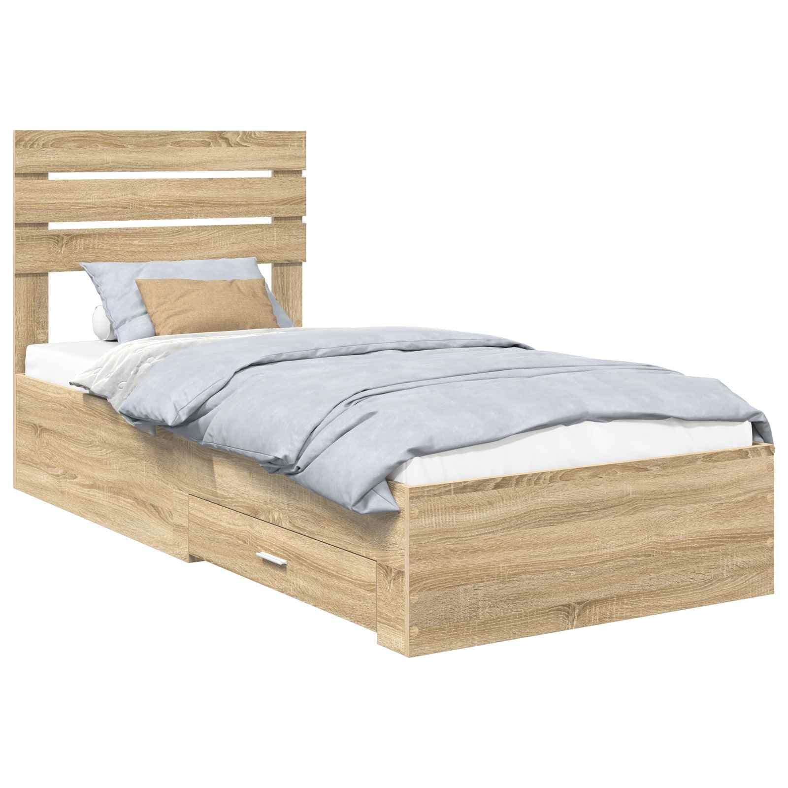 vidaXL Estrutura da Cama com gaveta com cabeceira Madeira processada