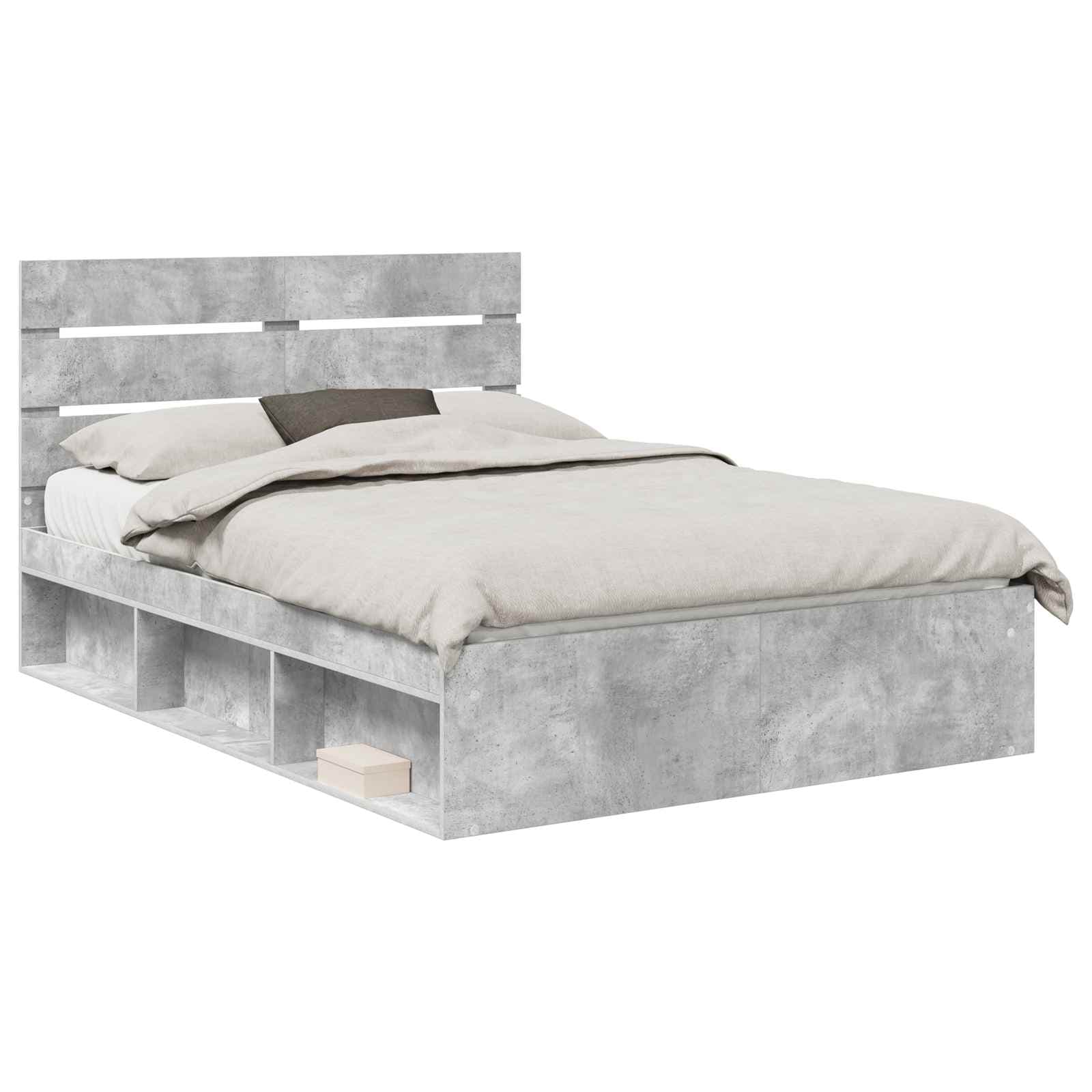 vidaXL Estrutura da Cama com cabeceira Concreto 160 x 200 cm