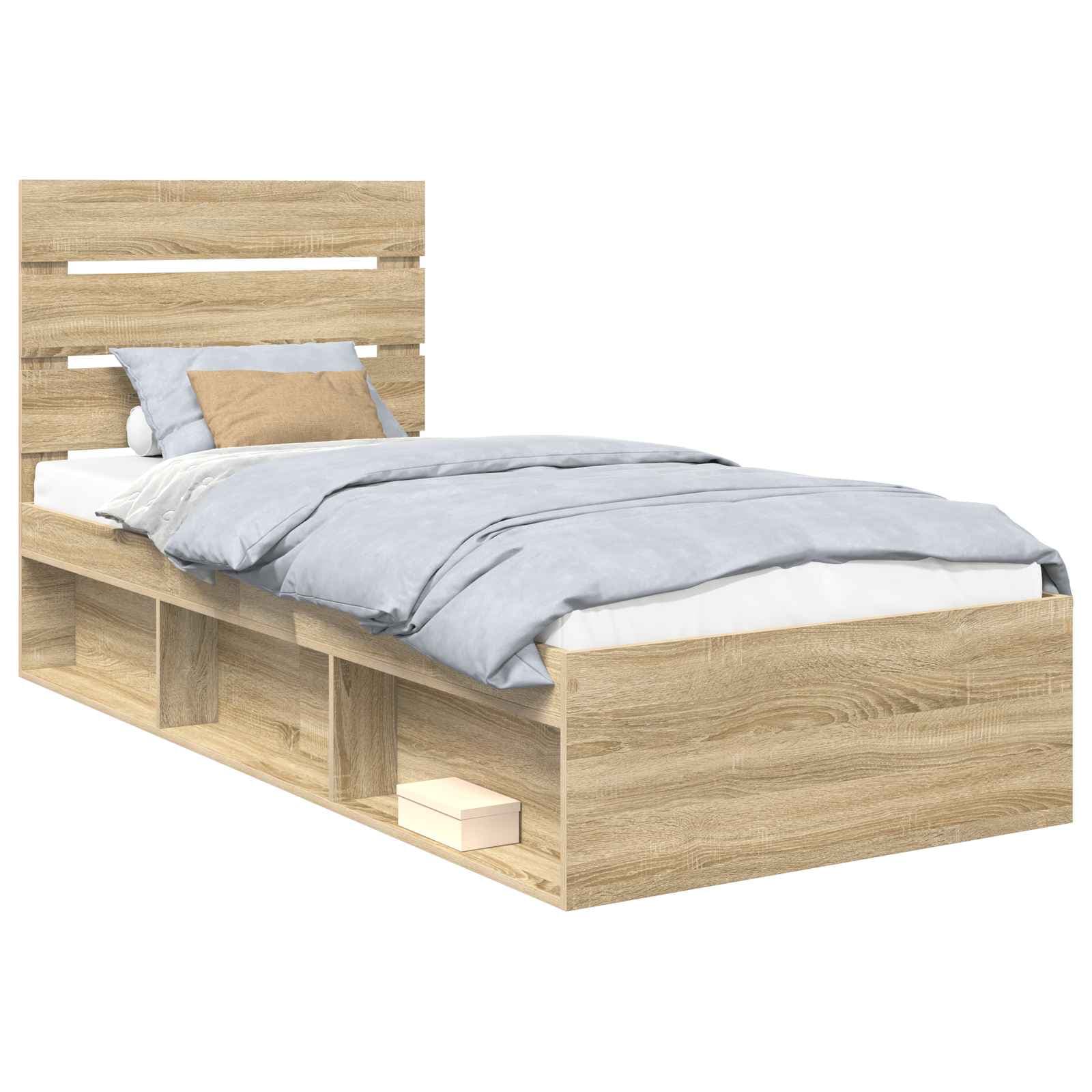 vidaXL Estrutura da Cama com cabeceira Carvalho Sonoma 75 x 190 cm