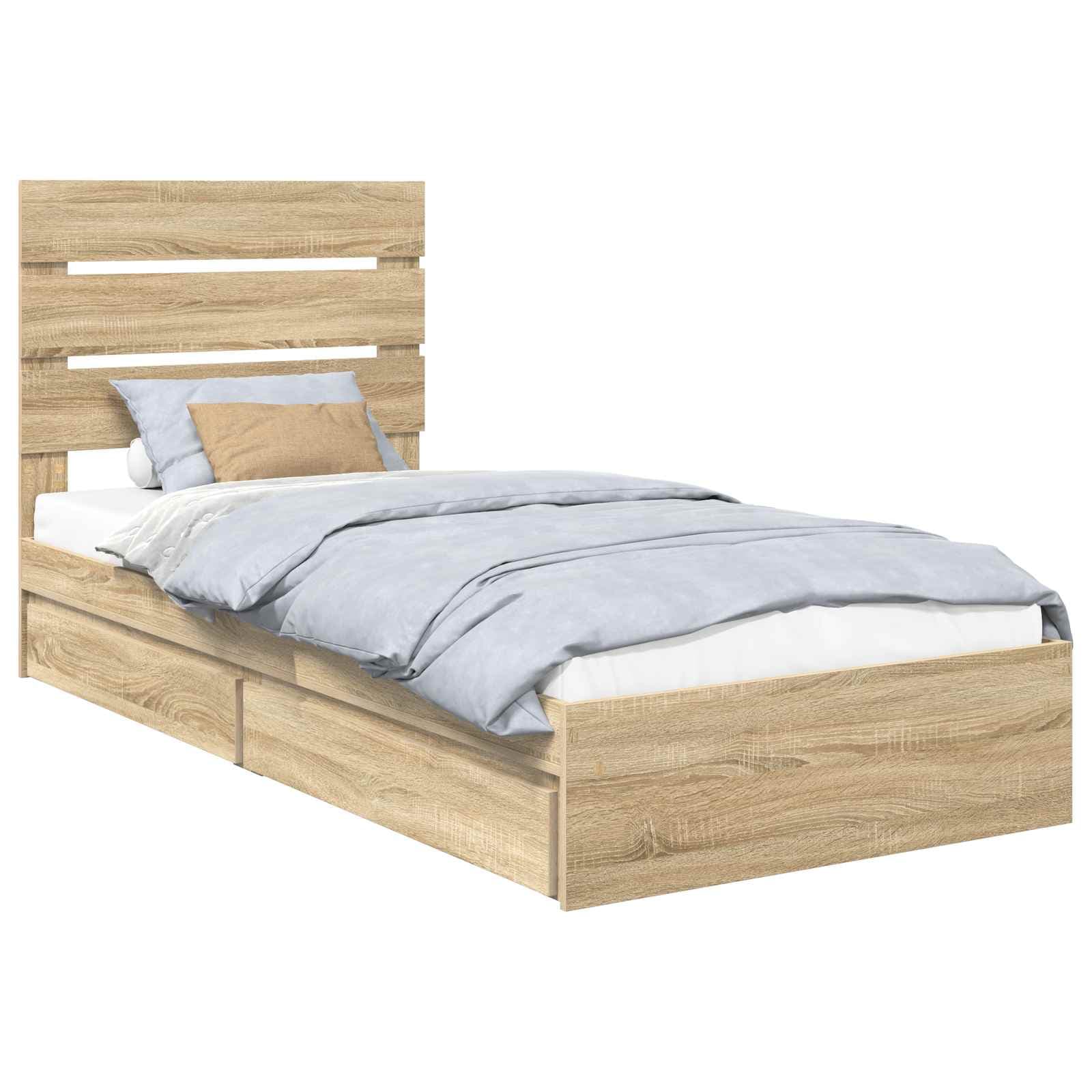 vidaXL Cama com Armazenamento com gaveta Carvalho Sonoma 100 x 200 cm