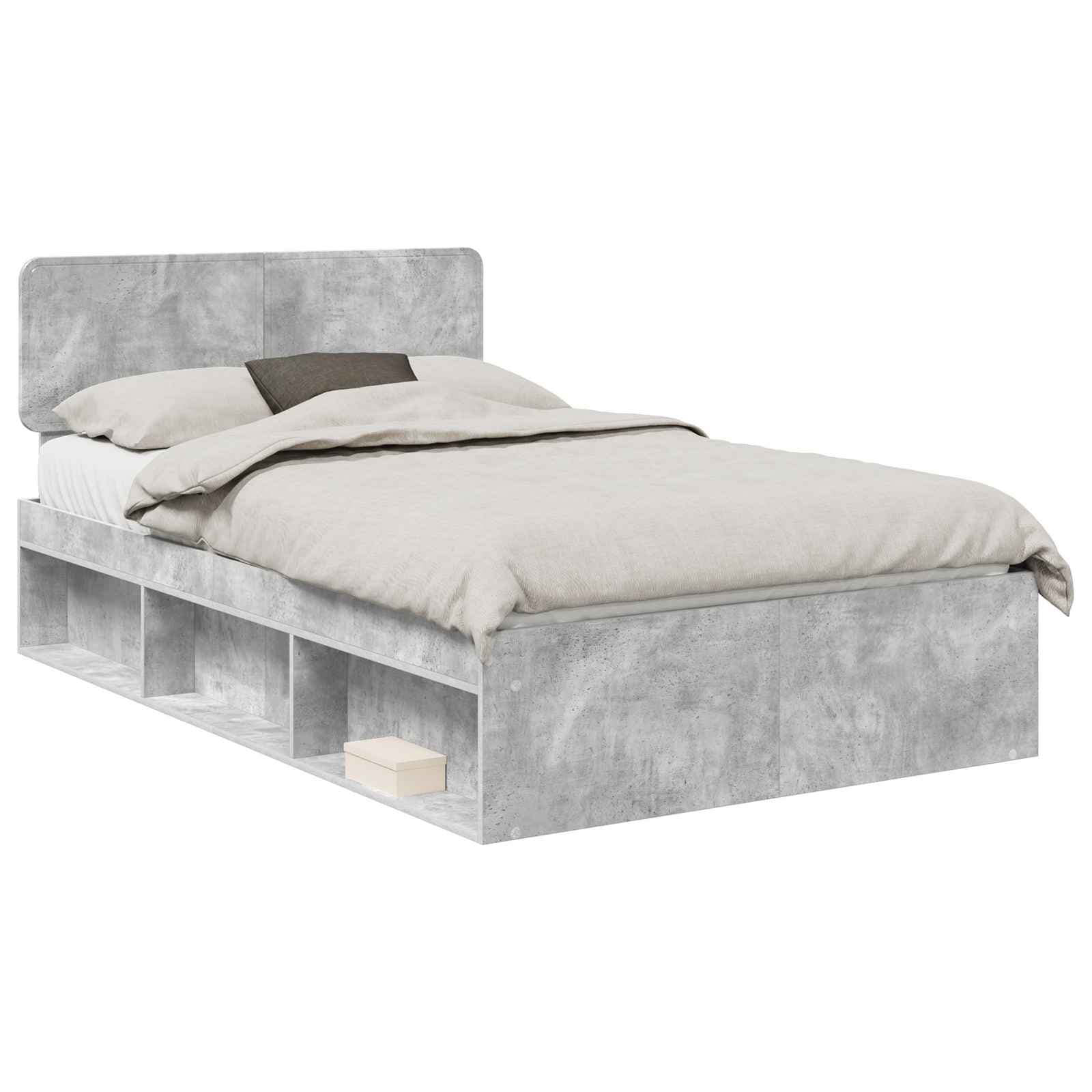 vidaXL Estrutura da Cama com cabeceira Concreto 120 x 190 cm
