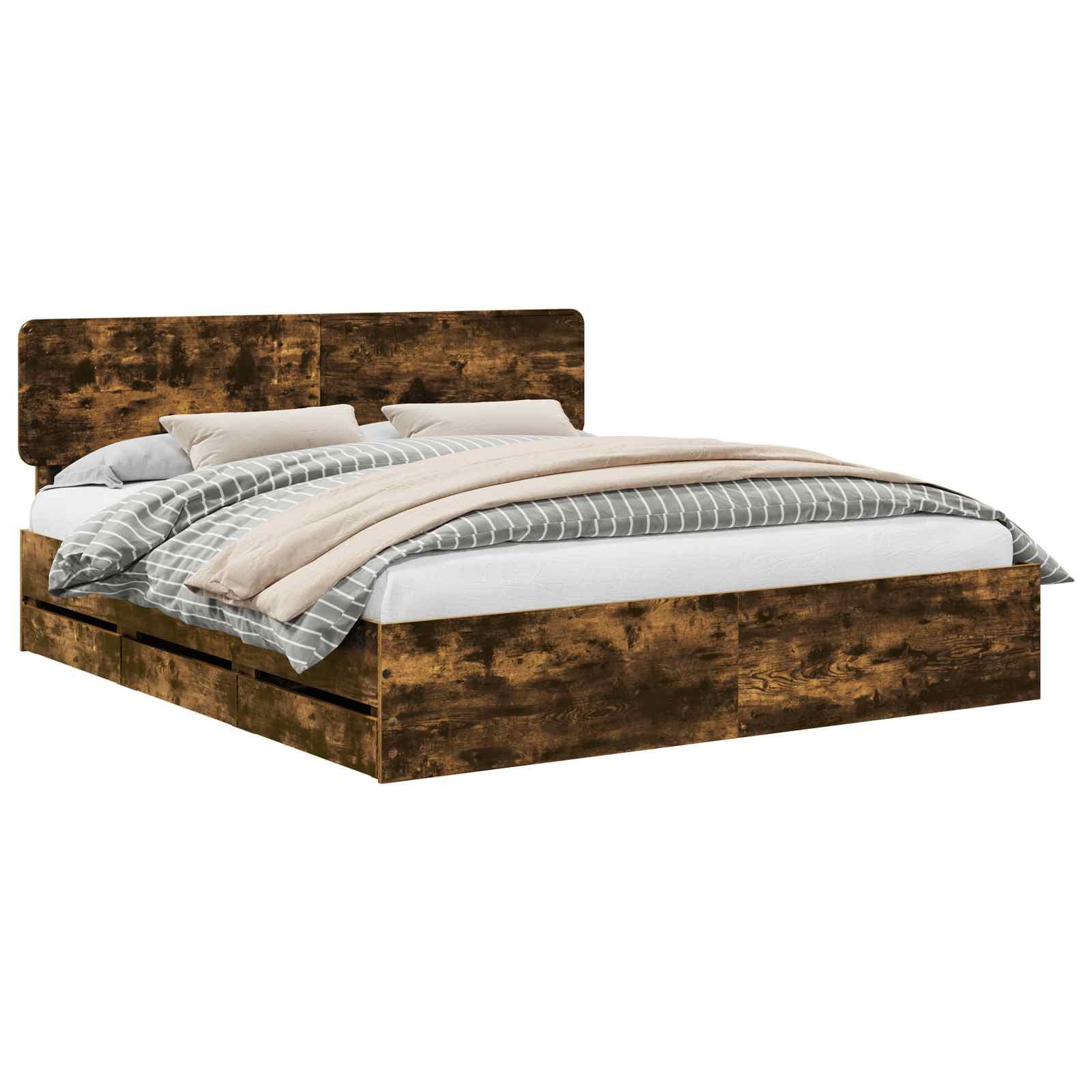 vidaXL Estrutura da Cama com gaveta Carvalho Fumado 180 x 200 cm