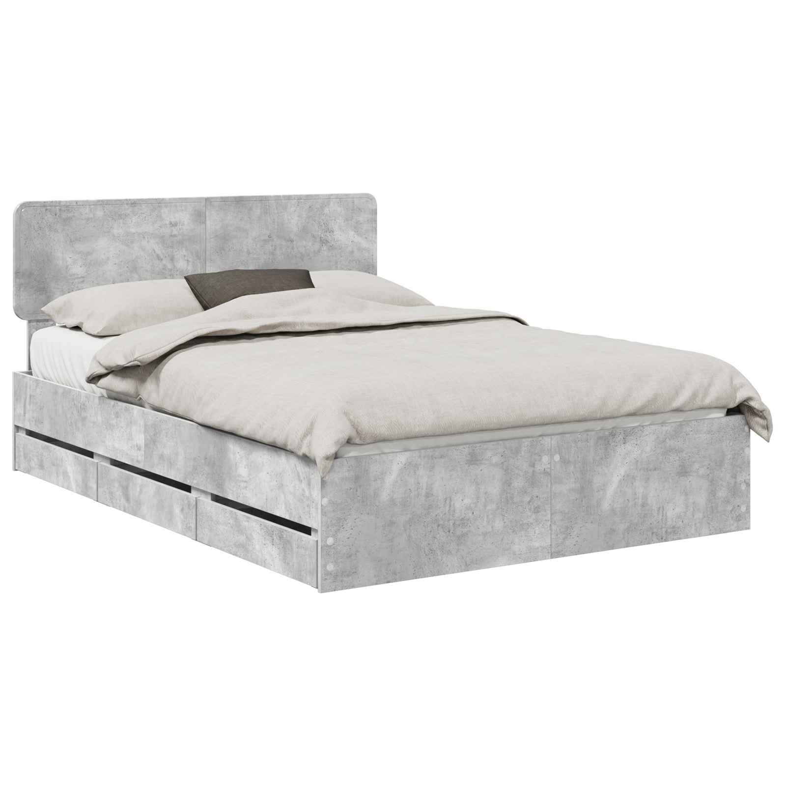 vidaXL Estrutura da Cama com gaveta Cinzento Concreto 150 x 200 cm