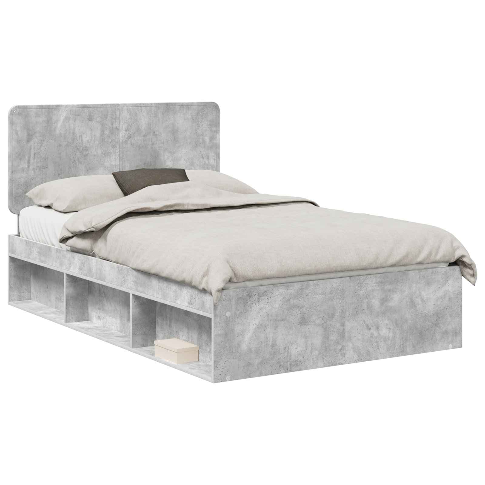vidaXL Estrutura da Cama com cabeceira Concreto 120 x 190 cm