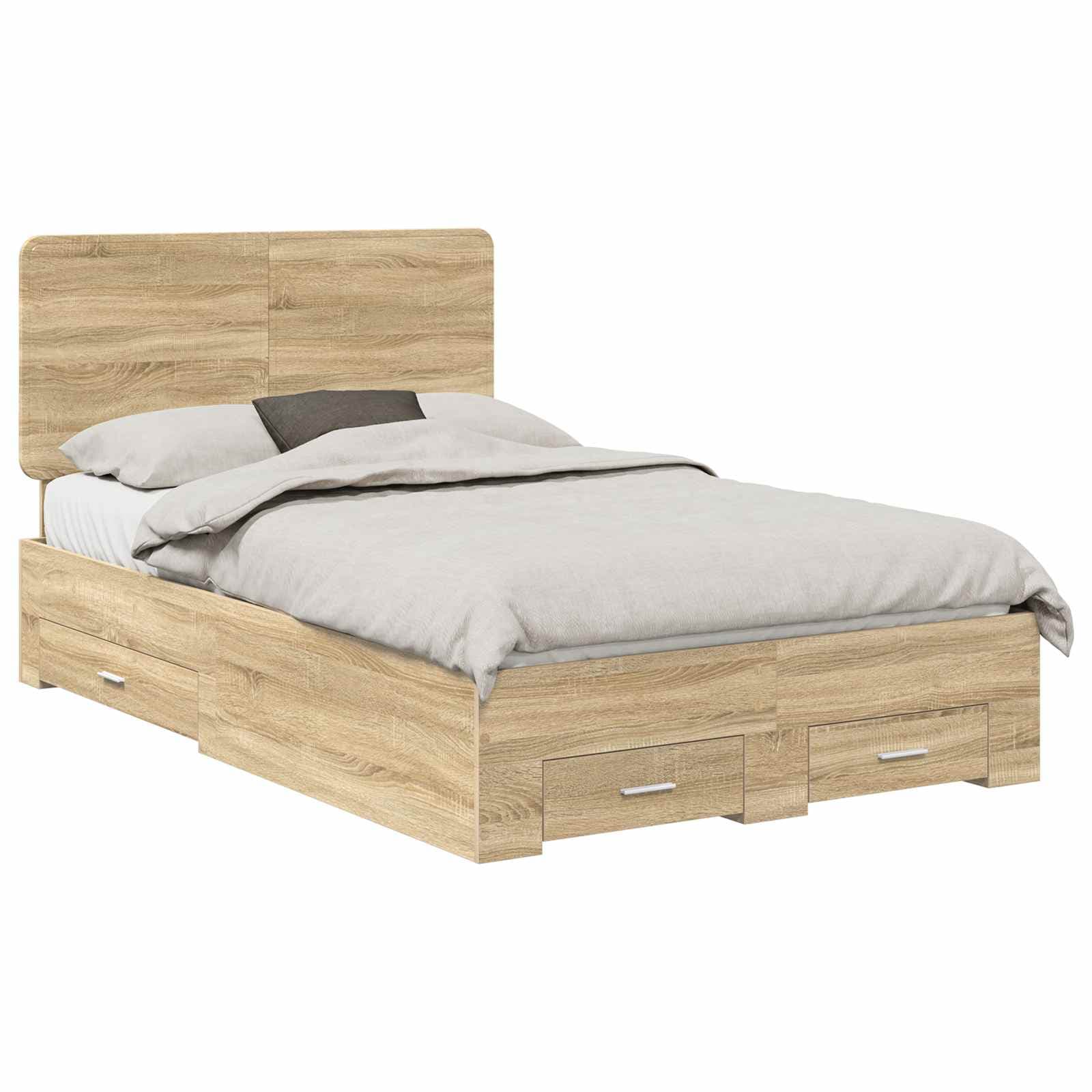 vidaXL Estrutura da Cama com cabeceira Carvalho Sonoma 120 x 200 cm
