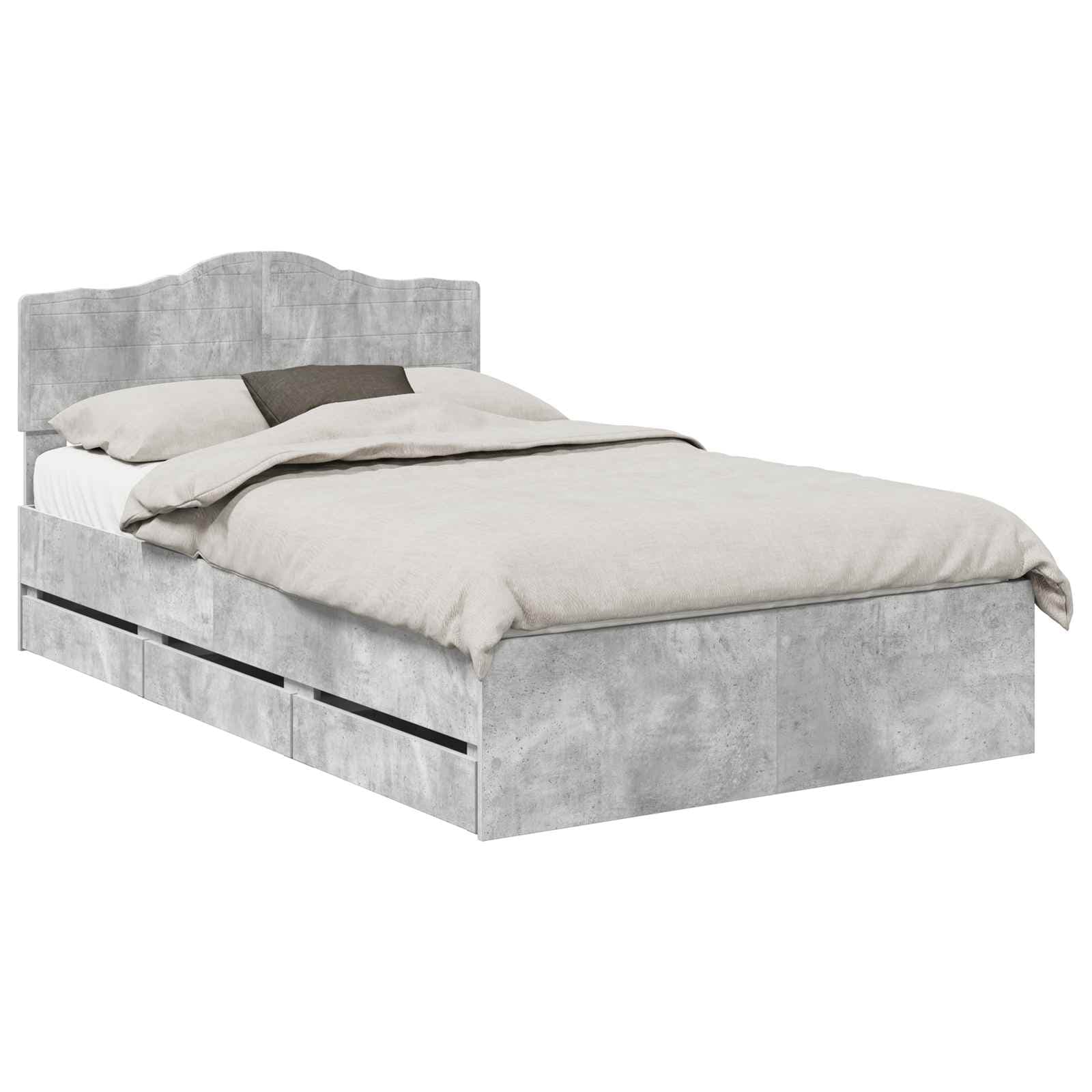 vidaXL Estrutura da Cama Cinzento 135 x 190 cm Madeira de Engenharia