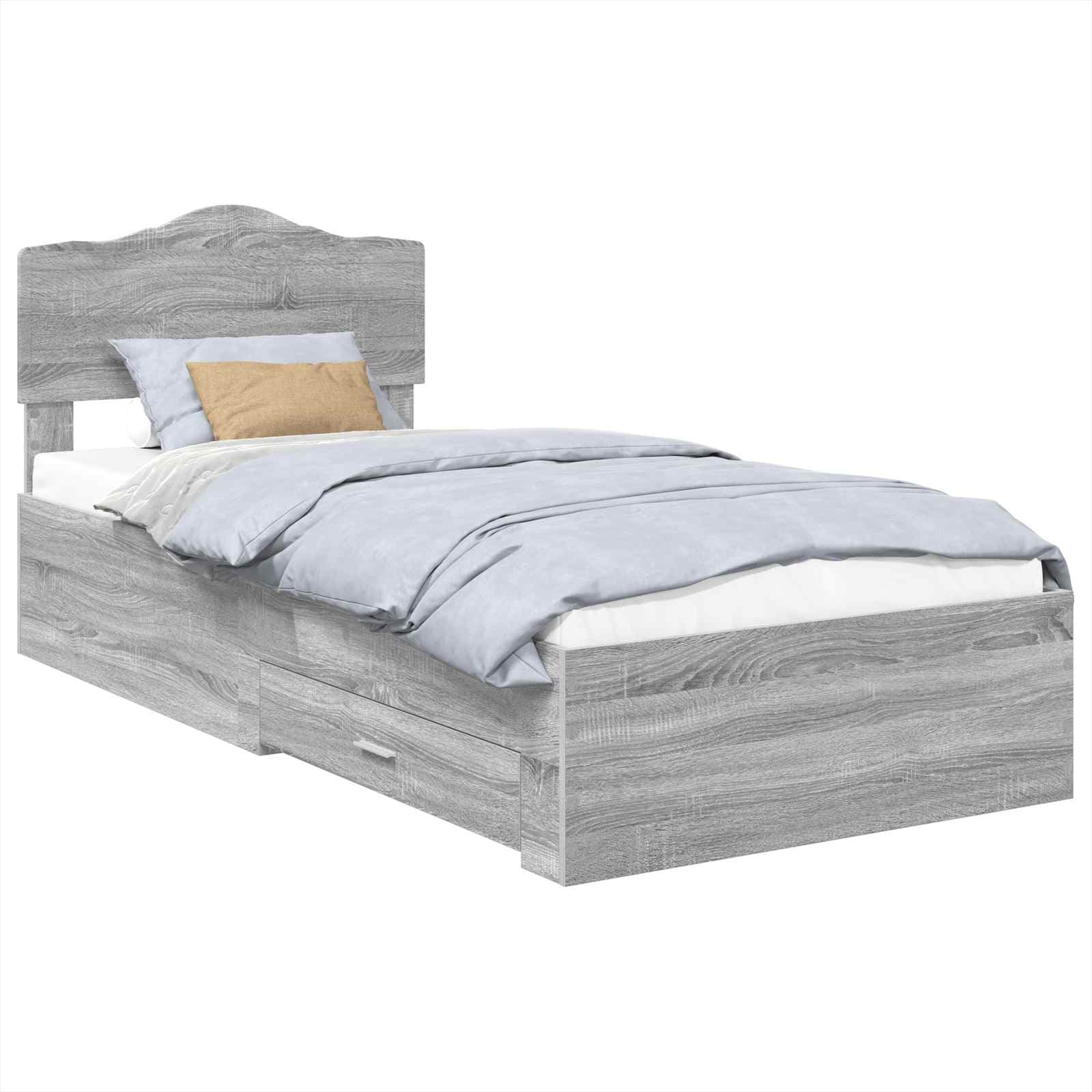 vidaXL Estrutura da Cama Cinza Sonoma 100 x 200 cm Madeira processada