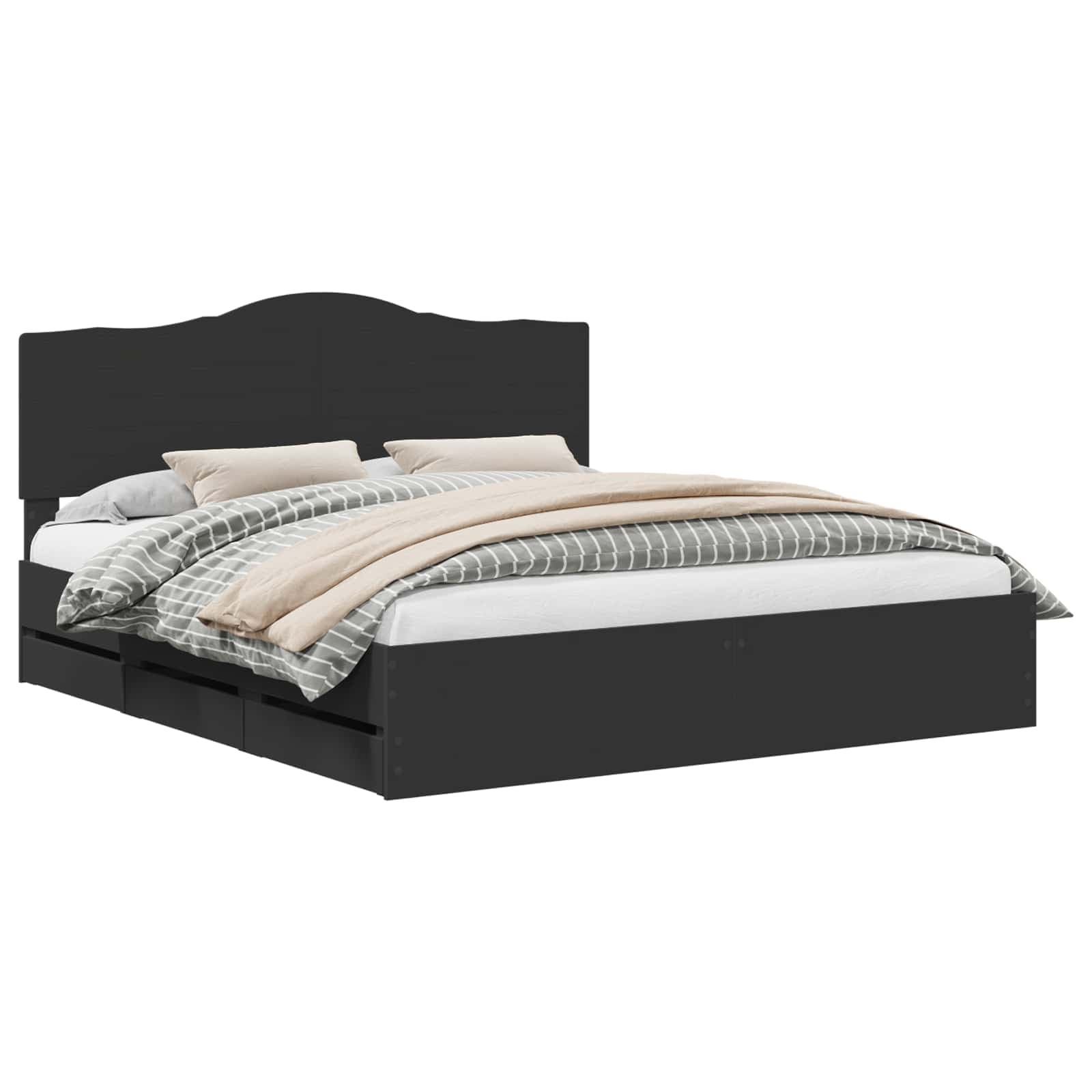 vidaXL Estrutura da Cama Preto 180 x 200 cm Madeira de Engenharia