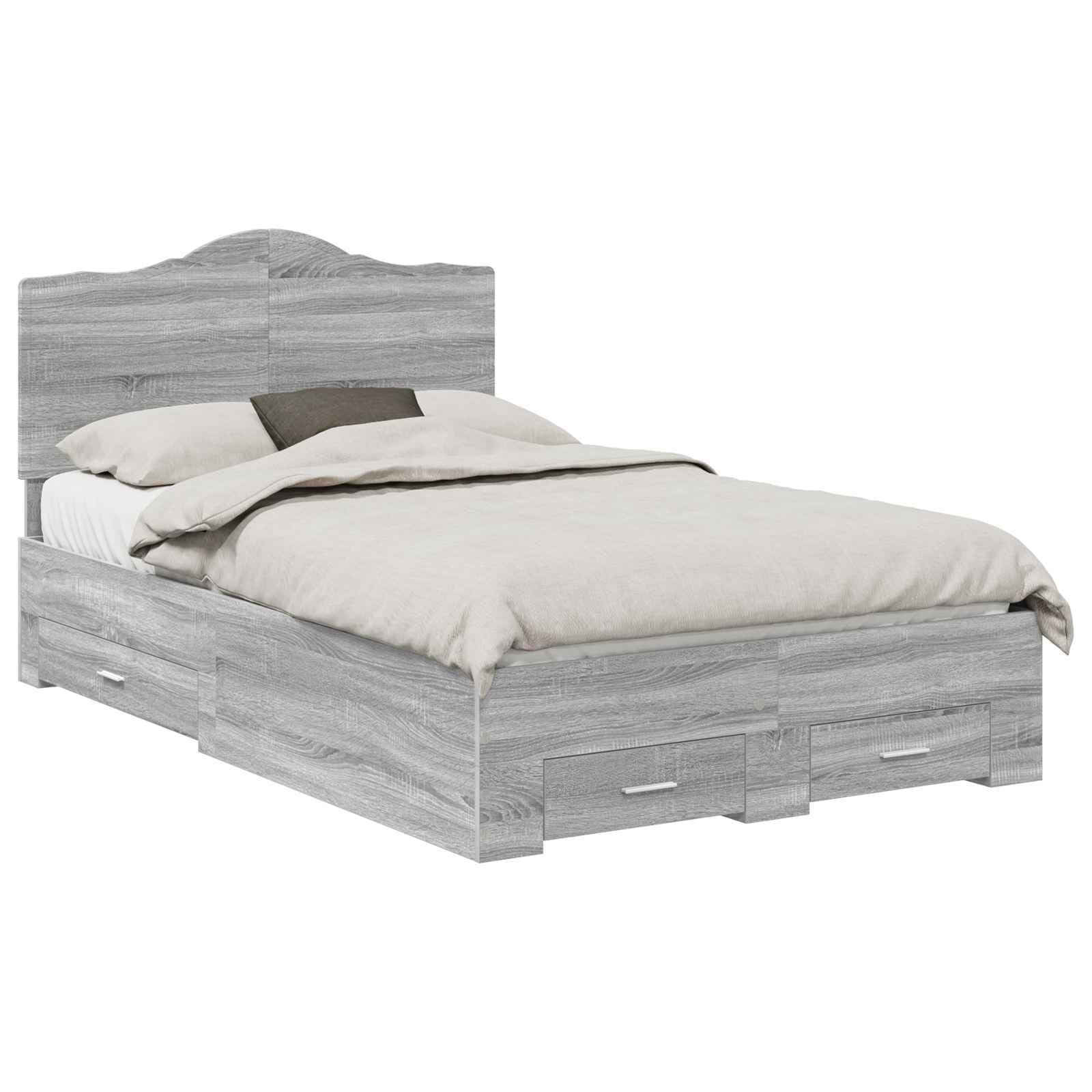 vidaXL Estrutura da Cama Cinza Sonoma 135 x 190 cm Madeira processada