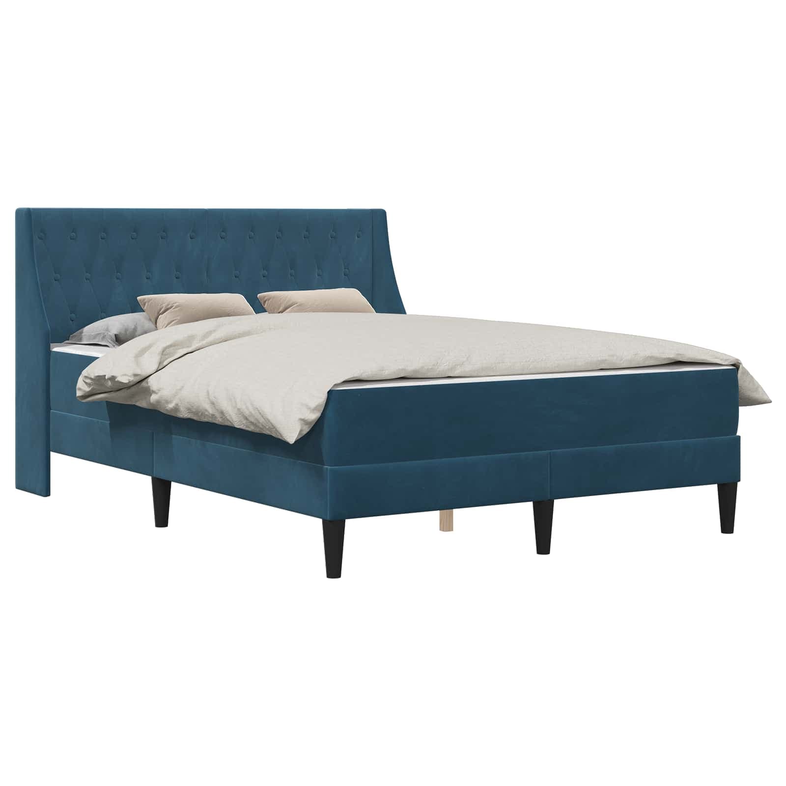 vidaXL Estrutura de cama com colchão Azul 120 x 190 cm Veludo