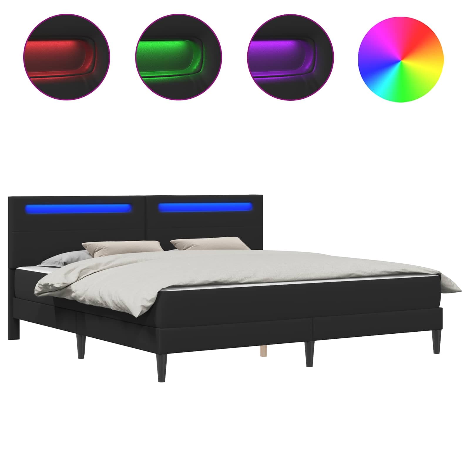 vidaXL Estrutura da Cama Preto 180 x 200 cm Couro Sintético