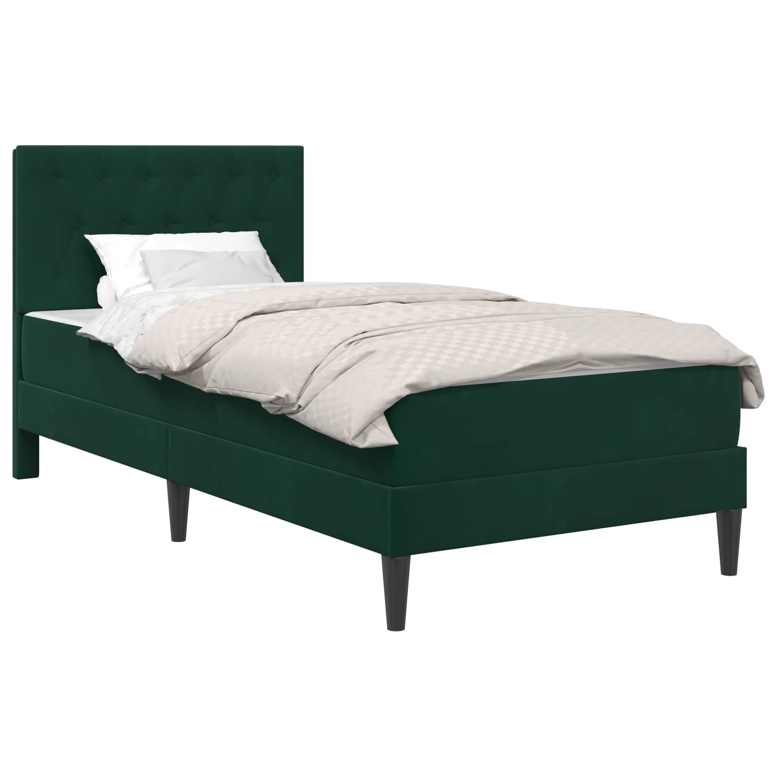 vidaXL Estrutura de cama com colchão Verde Escuro 90 x 190 cm Veludo