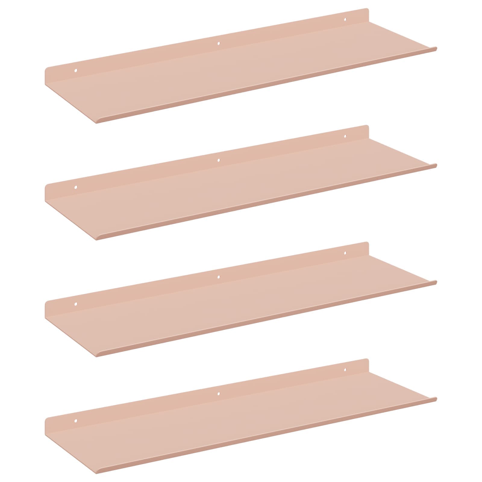 vidaXL Prateleira Flutuante 4 pcs Rosa 60 x 18 x 2,5 cm Aço