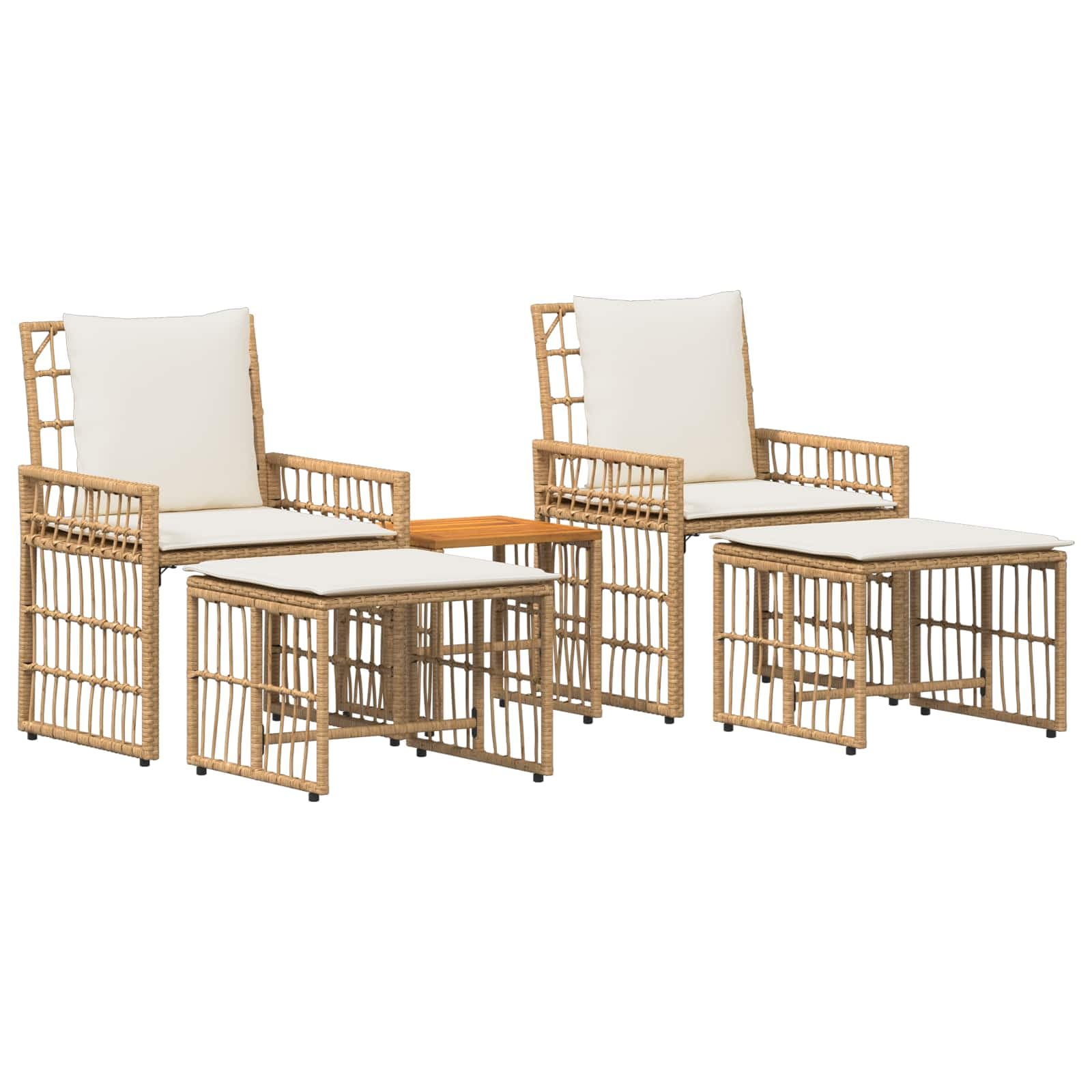 vidaXL Conjunto de Móveis para Exterior 5 pcs Natural e Branco Creme