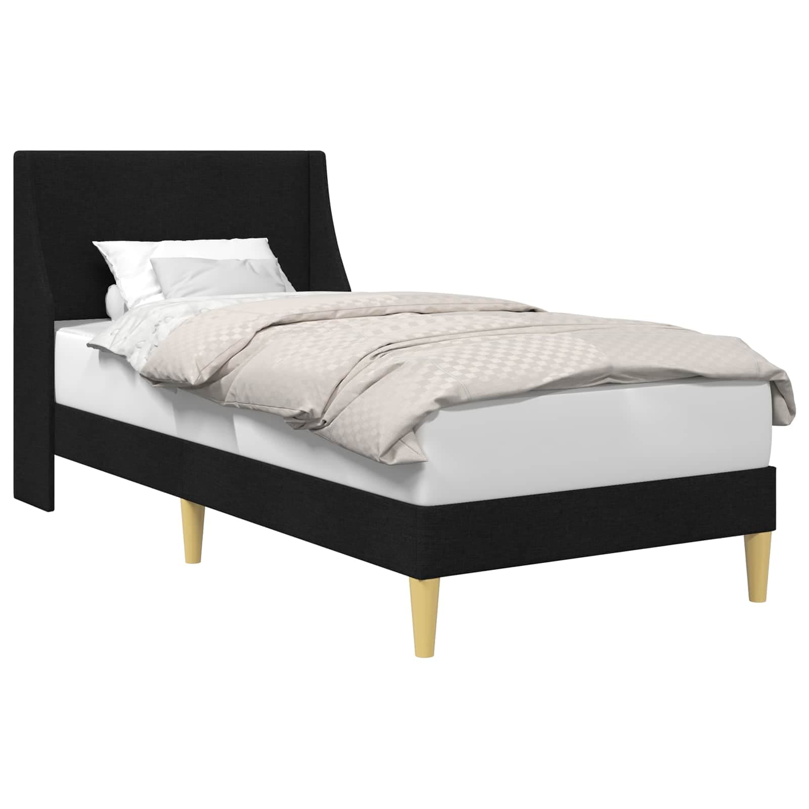 vidaXL Estrutura da Cama Liso com cabeceira Preto 100 x 200 cm tecido