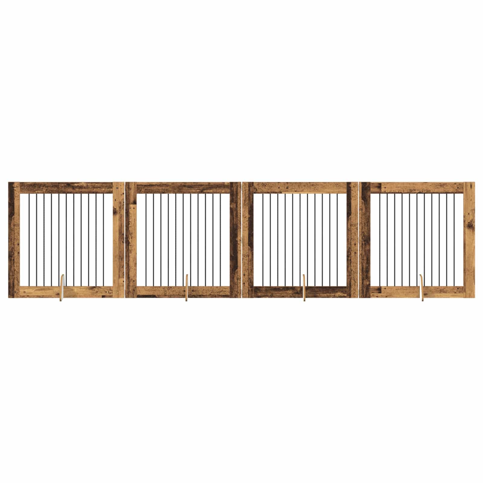vidaXL Portão de Cão com Suportes 4 pcs Madeira antiga 100 x 100 cm