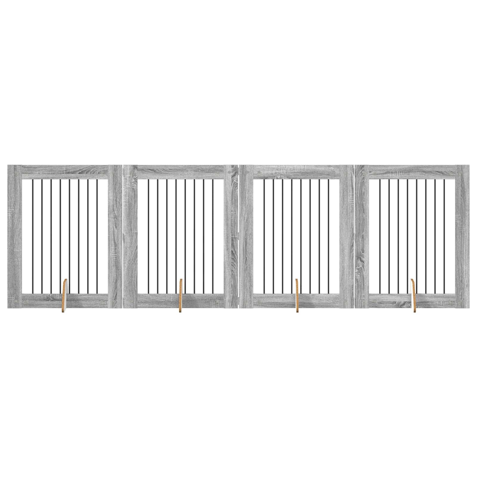 vidaXL Portão de Cão com Suportes 4 pcs Sonoma Cinzento 80 x 100 cm