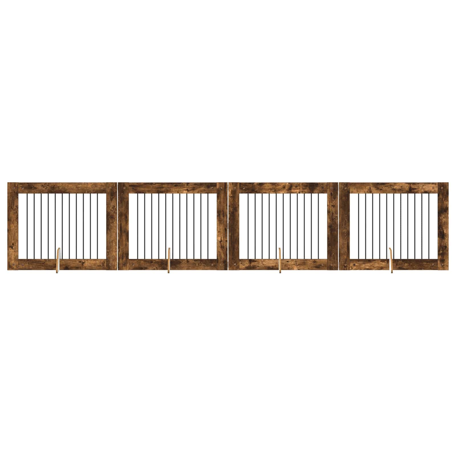 vidaXL Portão de Cão com Suportes 4 pcs Carvalho Fumado 100 x 80 cm
