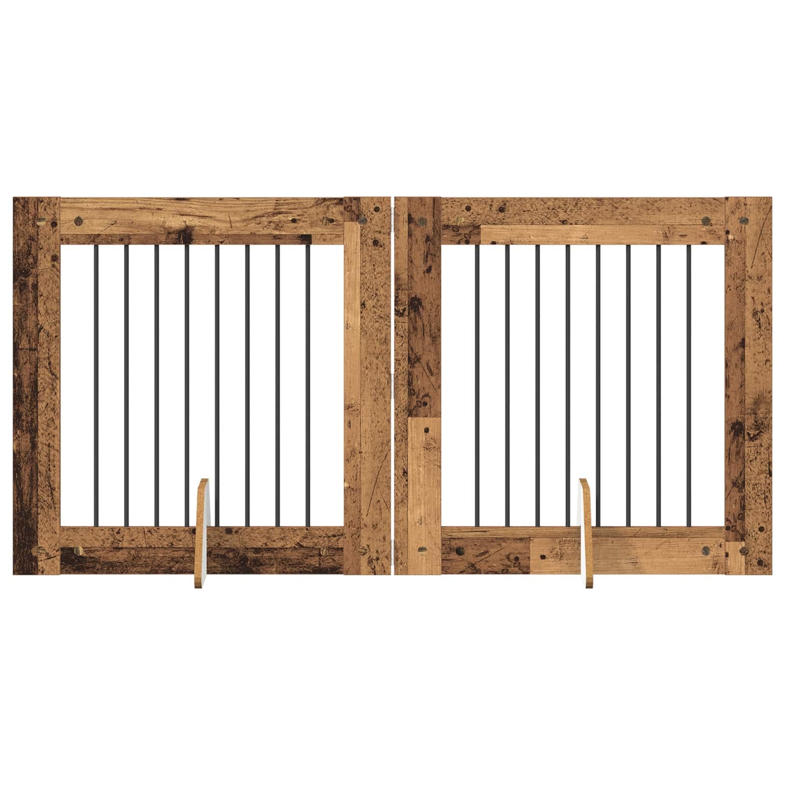 vidaXL Portão de Cão com Suportes 2 pcs Madeira antiga 80 x 80 cm