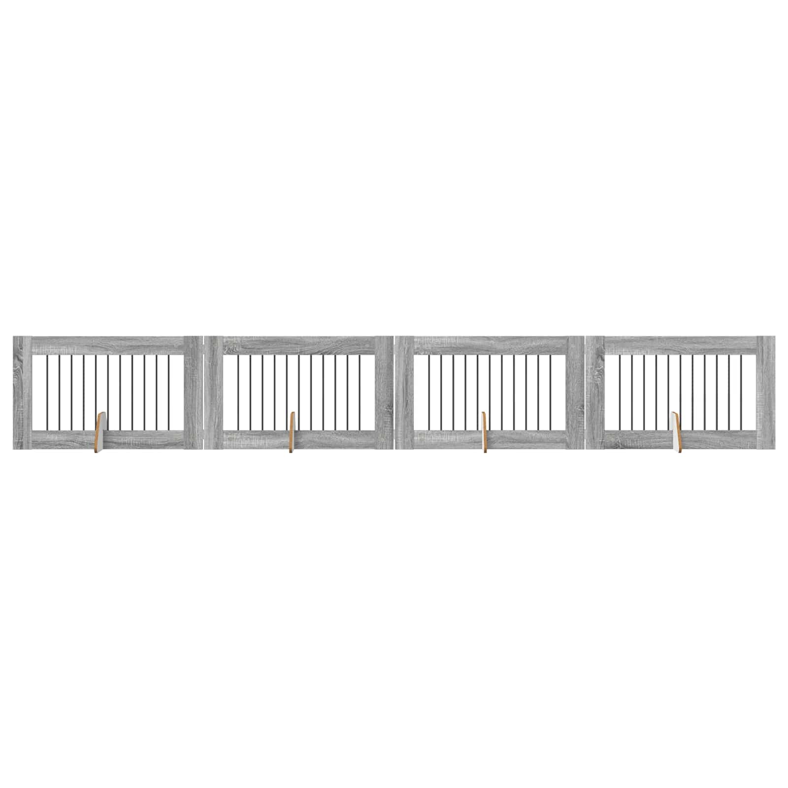 vidaXL Portão de Cão com Suportes 4 pcs Sonoma Cinzento 100 x 60 cm