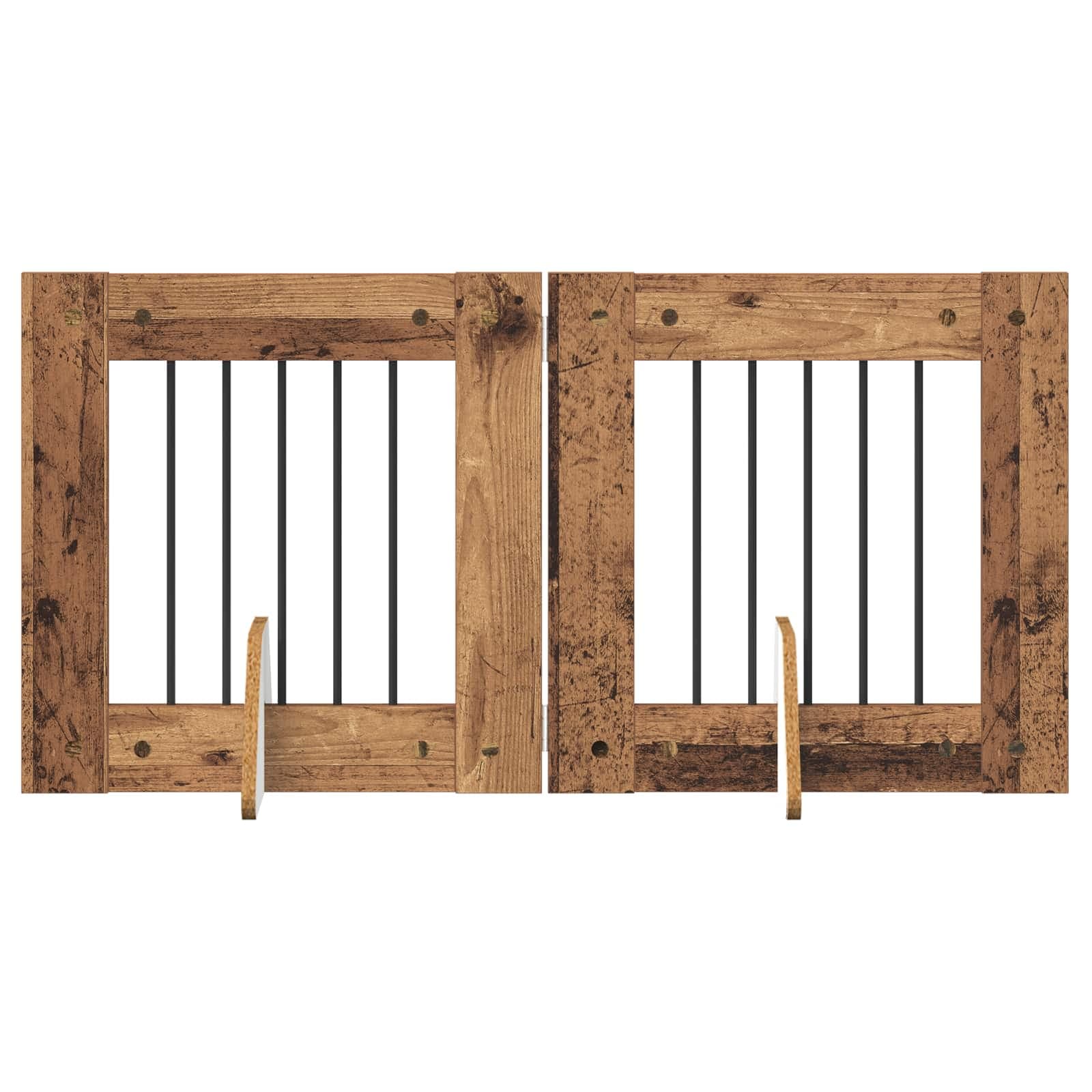 vidaXL Portão de Cão com Suportes 2 pcs Madeira antiga 60 x 60 cm