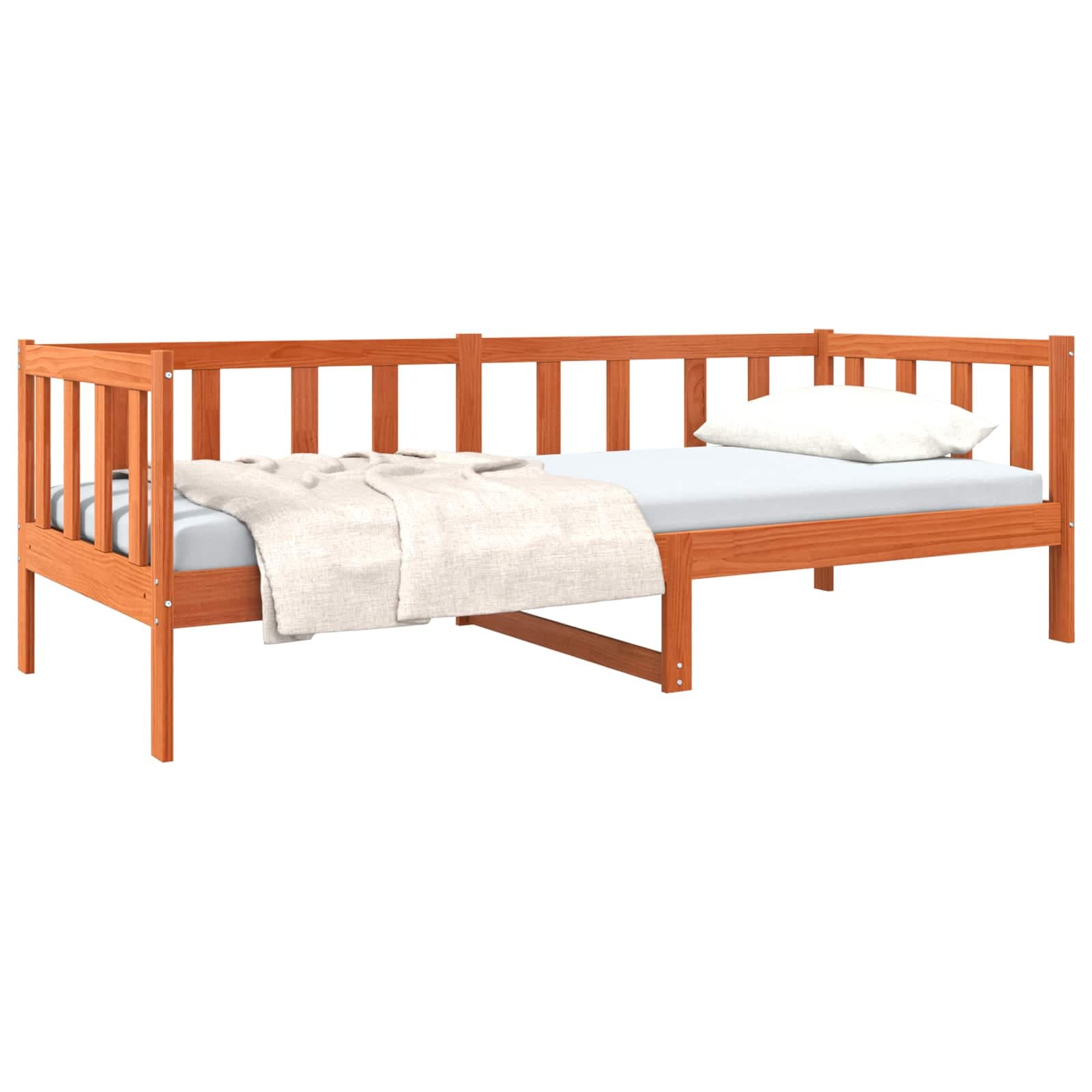 vidaXL Estrutura da Cama com cabeceira Marrom Cera 90 x 190 cm