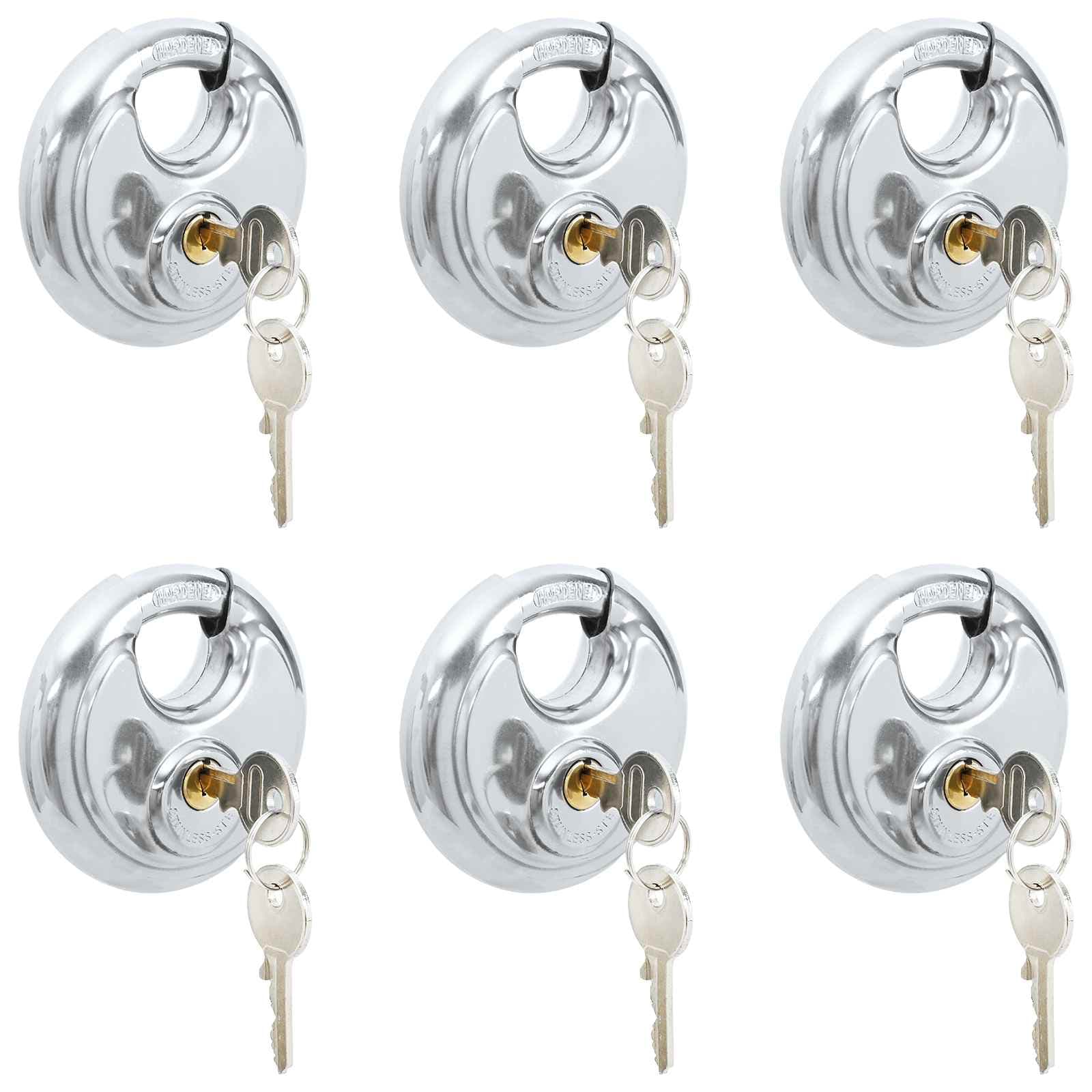 vidaXL Trancas Discus com Chaves 6 pcs Prateado 8 x 2.8 x 8 cm